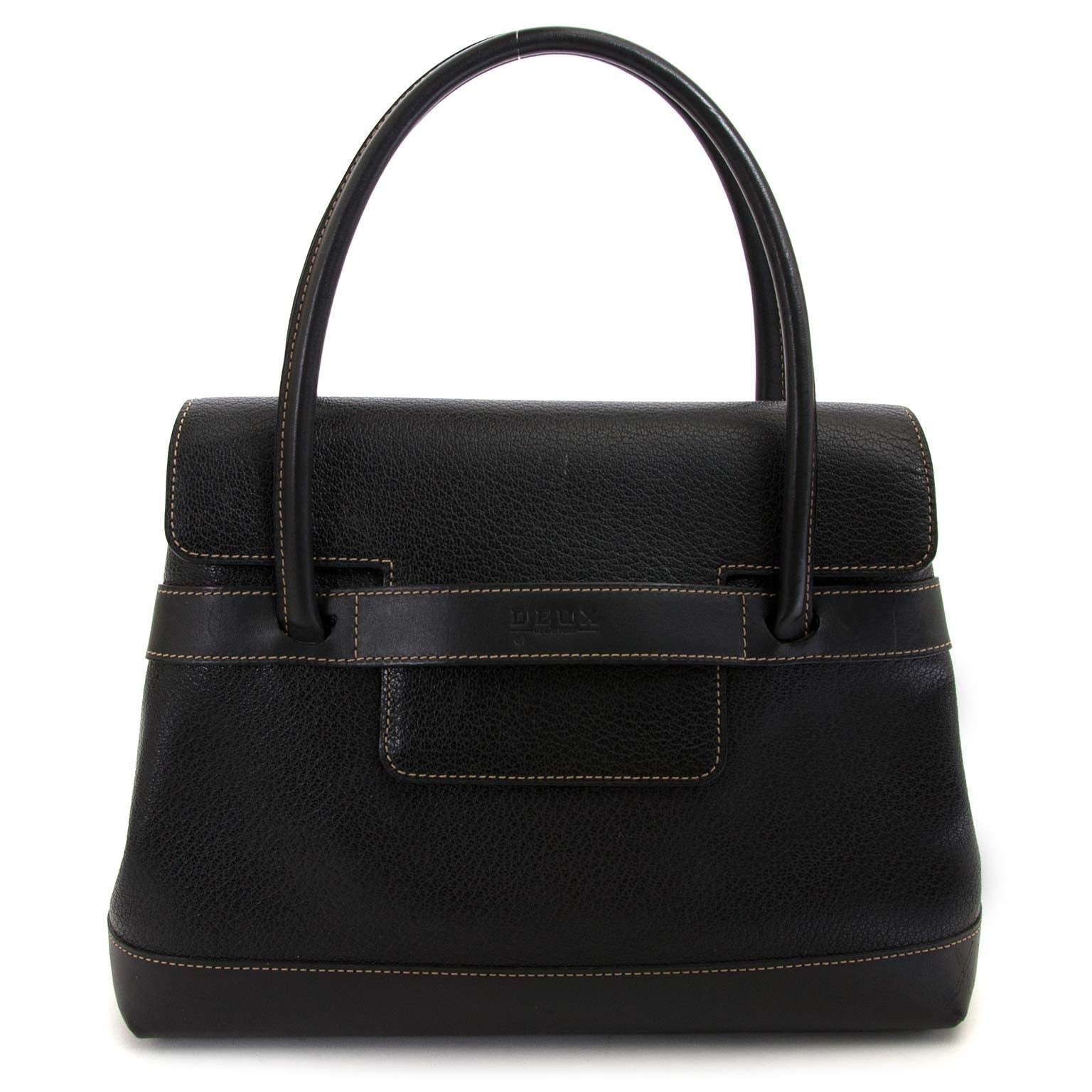 Koop en verkoop tweedehands Deux De Delvaux Black Leather Bag bij labellov vintage shop