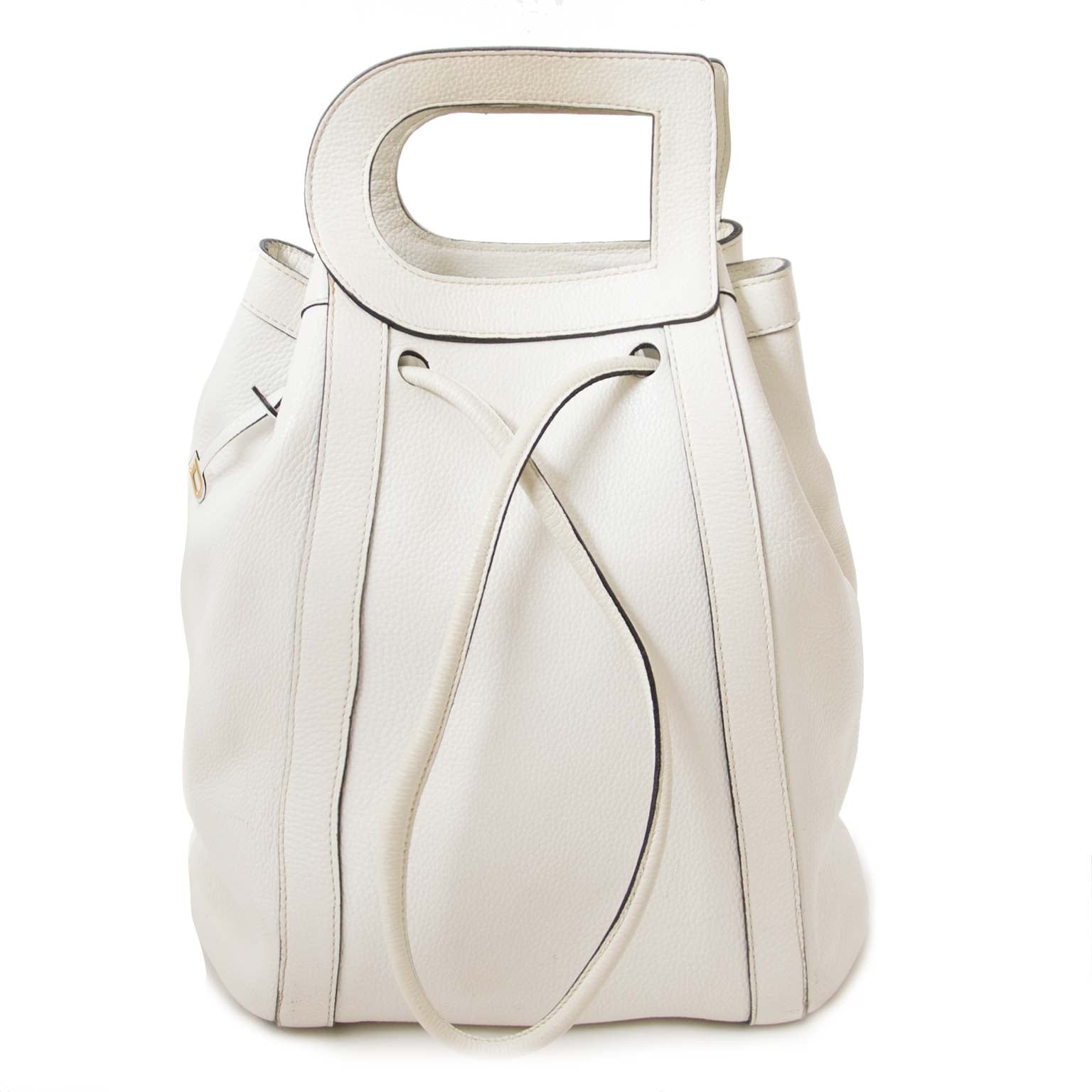 authentieke Delvaux White Shoulderbag With 'D' Tophandle te koop bij labellov