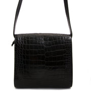 delvaux noir eden croco safari sac seconde-à-main à vendre à labellov vintage webshop de mode belgique