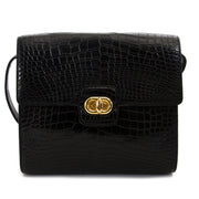 delvaux black eden croco safari bag now for sale at labellov vintage fashion webshop belgium