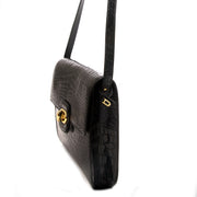 delvaux noir eden croco safari sac seconde-à-main à vendre à labellov vintage webshop de mode belgique