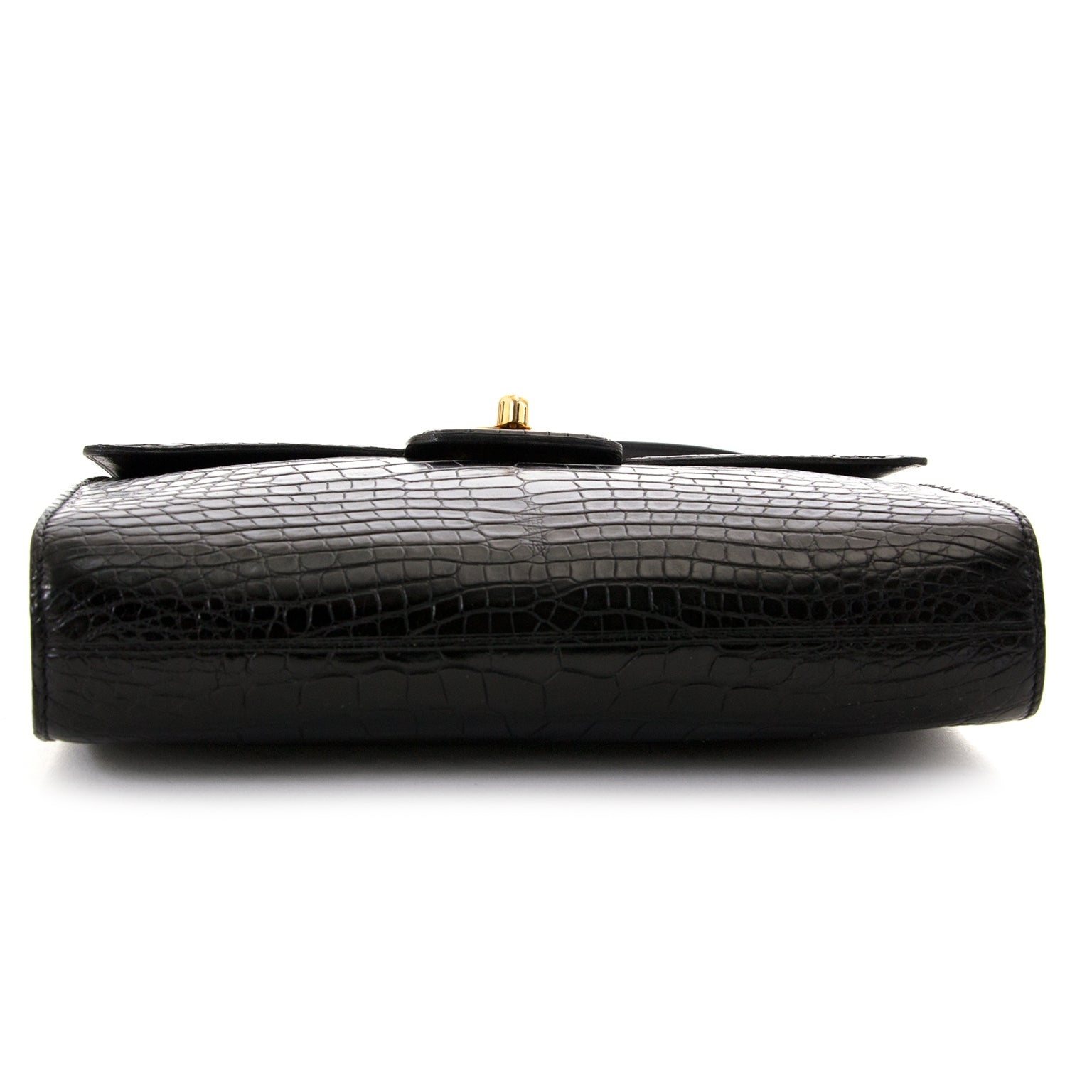 delvaux noir eden croco safari sac seconde-à-main à vendre à labellov vintage webshop de mode belgique