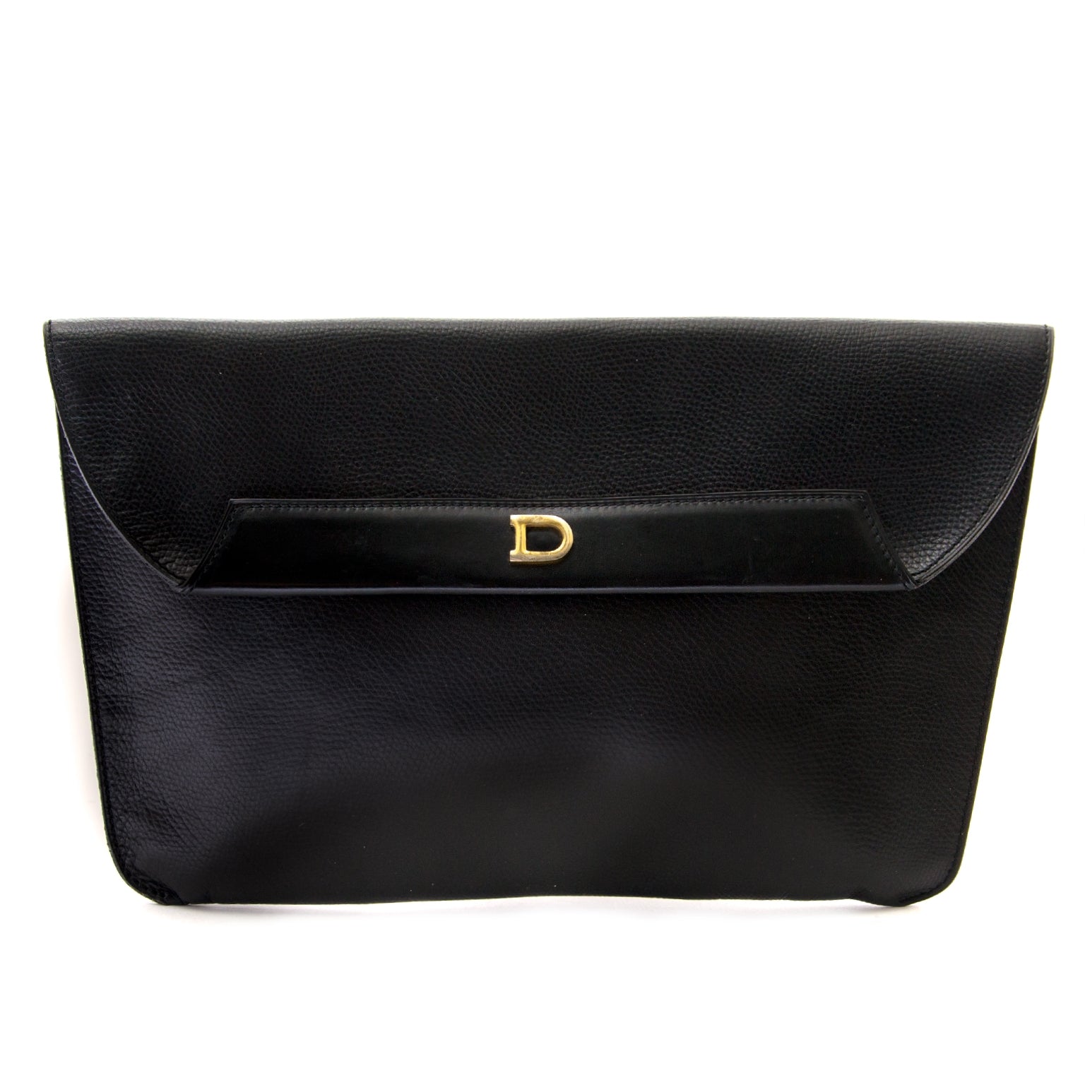 delvaux black leather pochette now for sale at labellov vintage fashion webshop belgium
