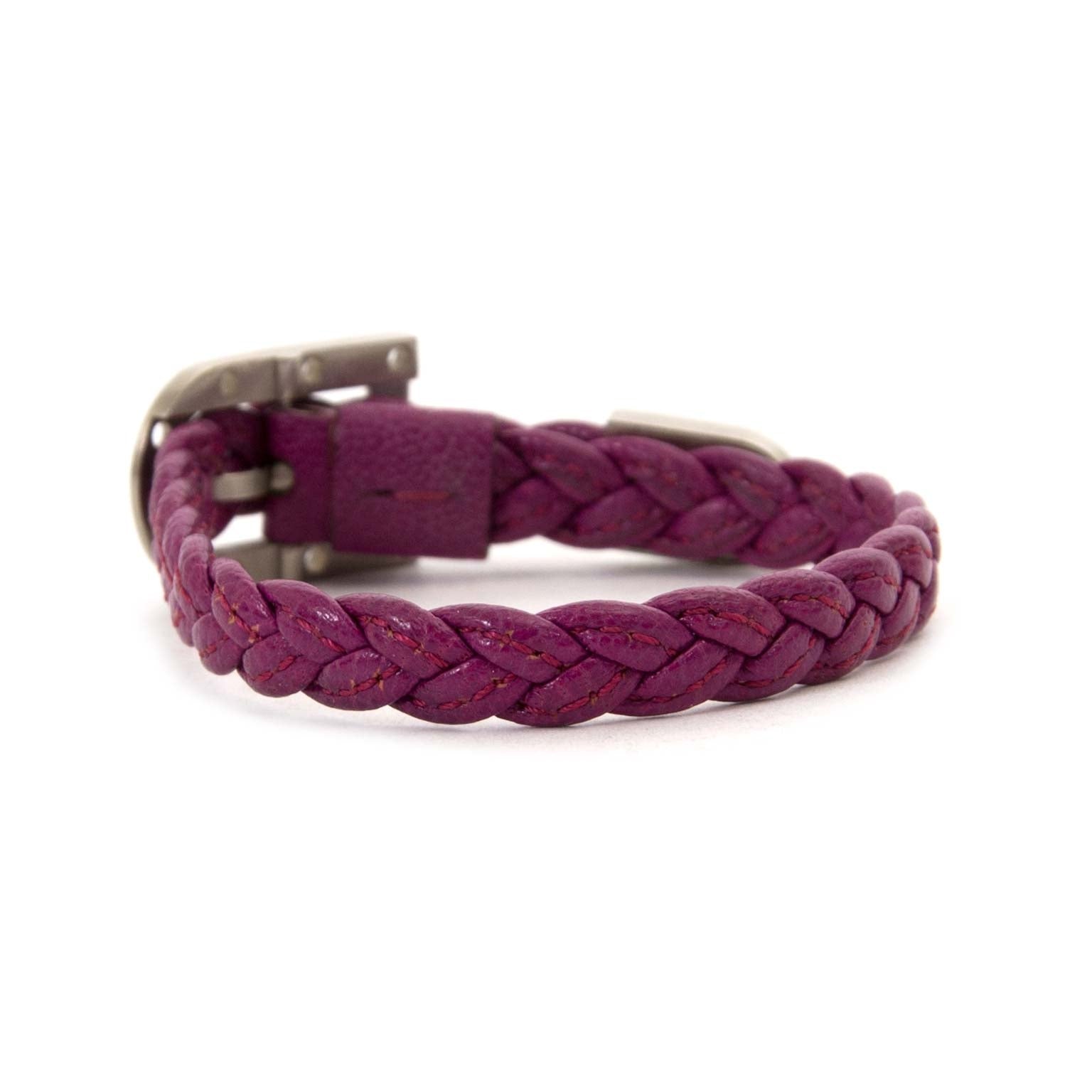 delvaux purple braided leather bracelet now for sale at labellov vintage fashion webshop belgium