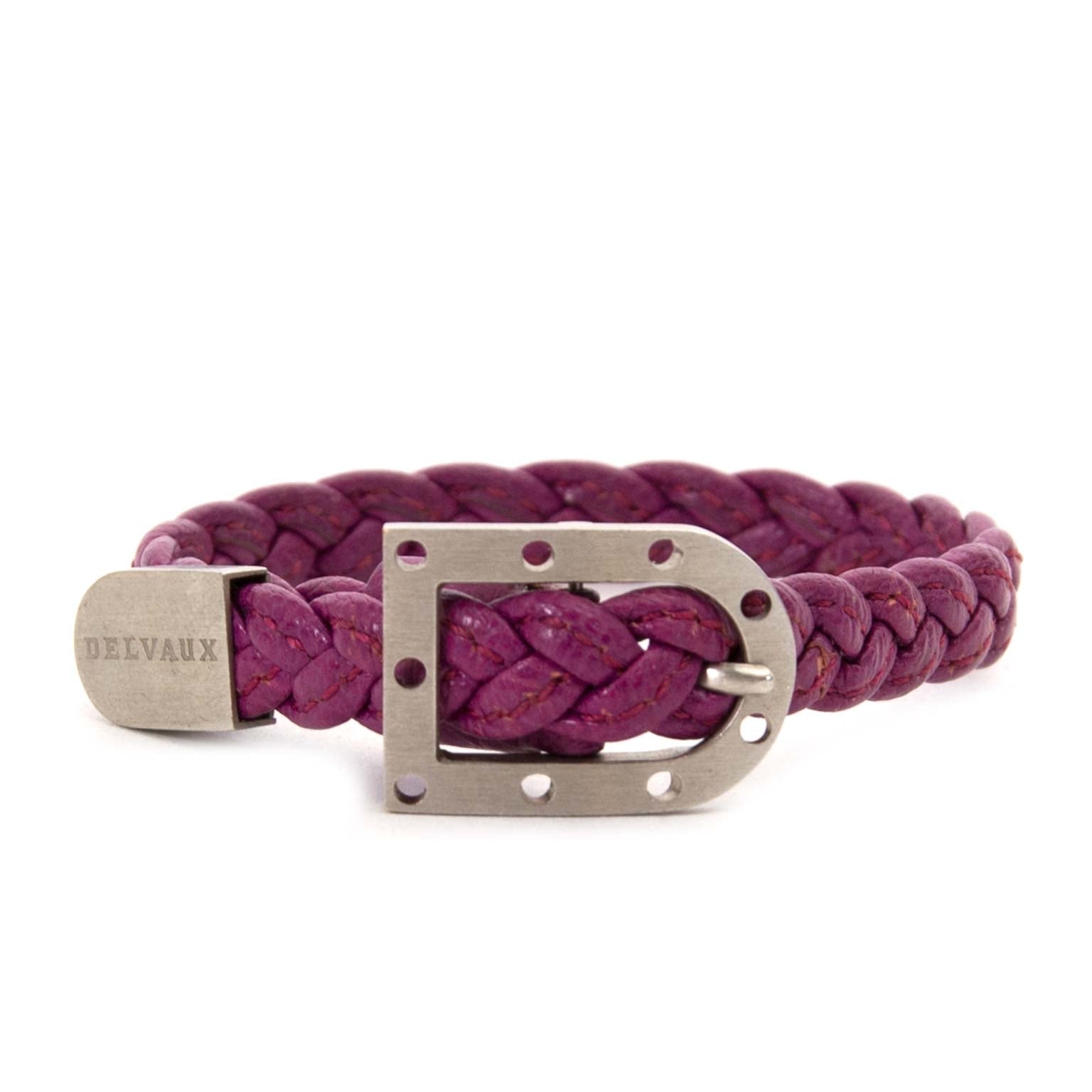 delvaux purple braided leather bracelet now for sale at labellov vintage fashion webshop belgium