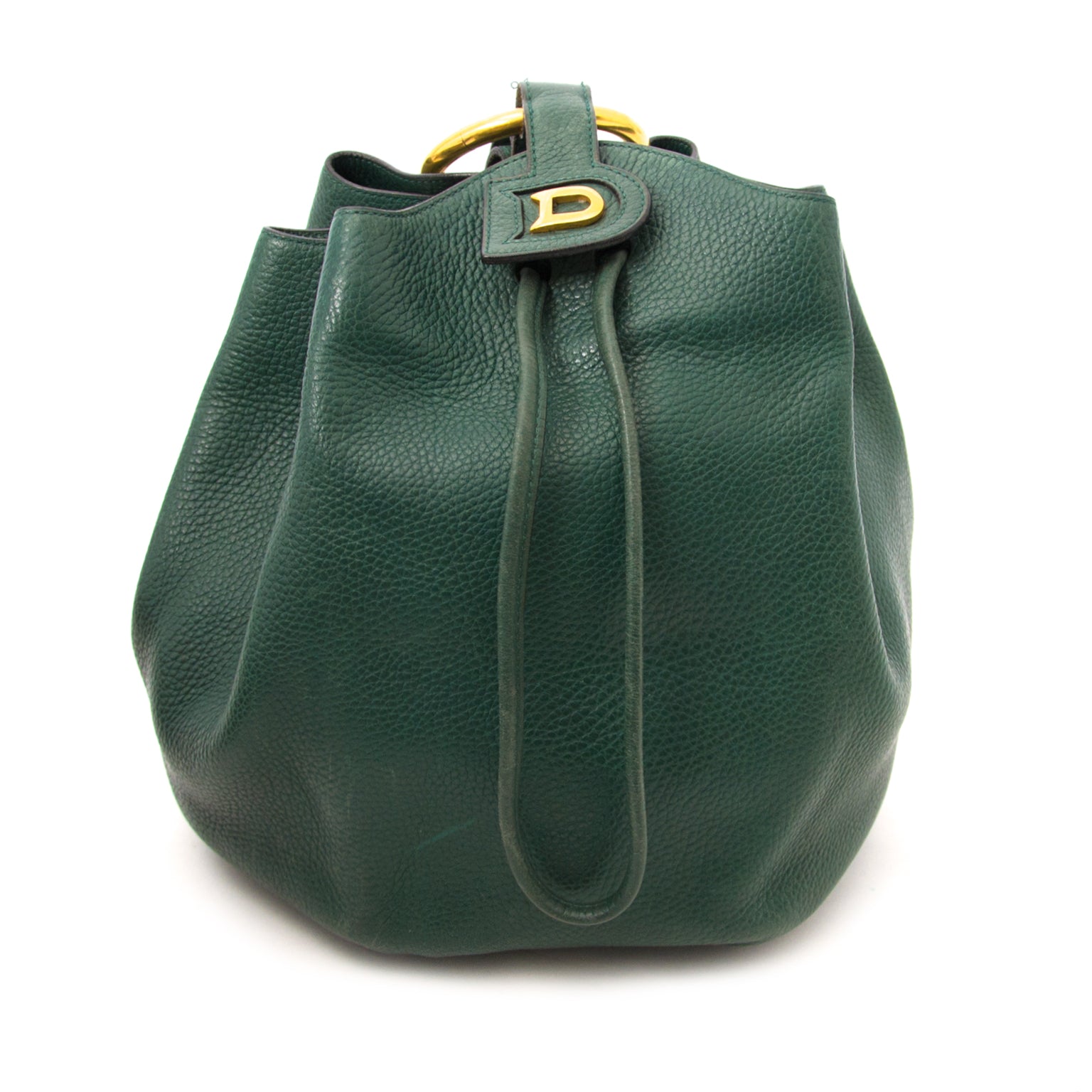 Delvaux Rose Des Vents Shoulder Gathered Bucket Bag Green for sale in Antwerp Belgium or online www.labellov.com with worldwide shipping.