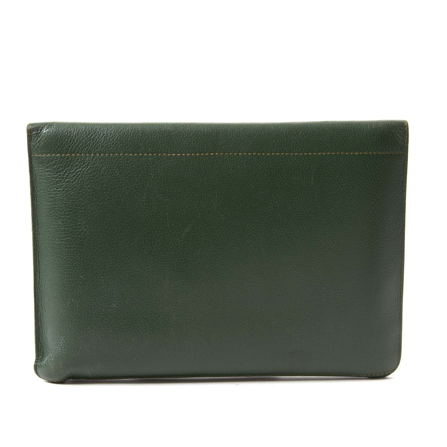 delvaux green envelope clutch now for sale at labellov vintage fashion webshop belgium