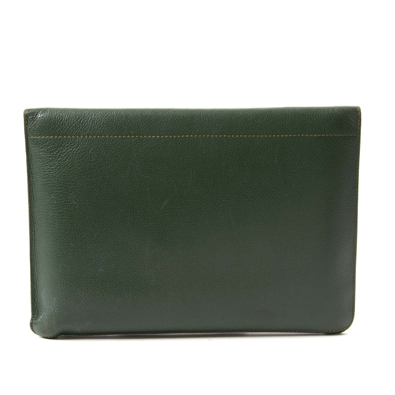 delvaux green envelope clutch now for sale at labellov vintage fashion webshop belgium