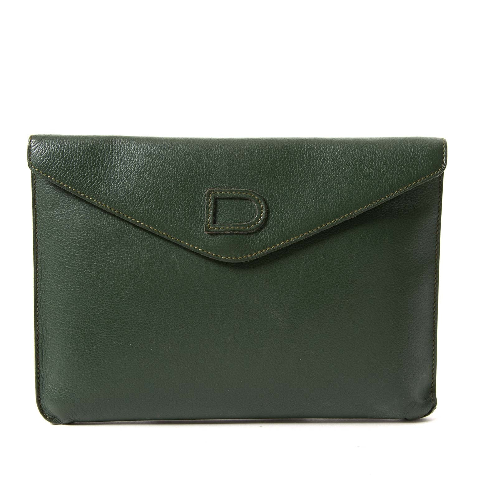 delvaux green envelope clutch now for sale at labellov vintage fashion webshop belgium