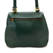 shop safe online secondemain Delvaux Green Textured Leather Shoulder Bag