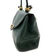 acheter en ligne seconde main Delvaux Green Textured Leather Shoulder Bag
