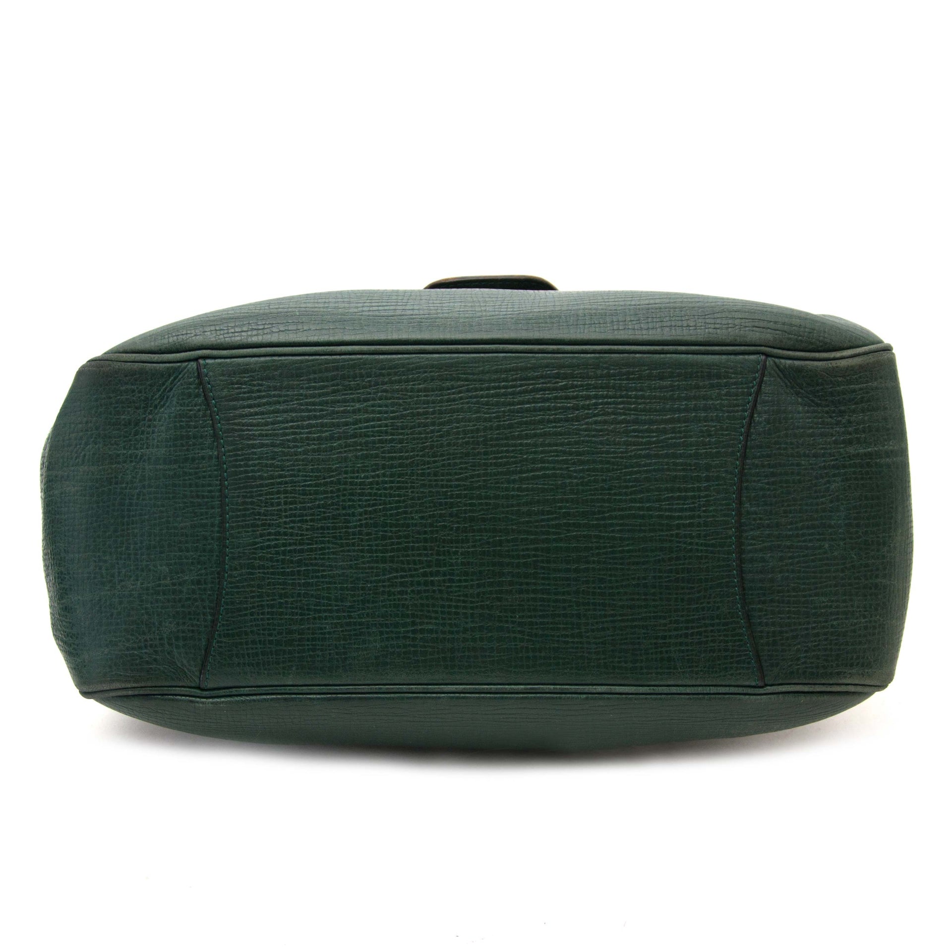 acheter en ligne seconde main Delvaux Green Textured Leather Shoulder Bag