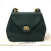 shop safe online your secondhand Delvaux Green Textured Leather Shoulder Bag