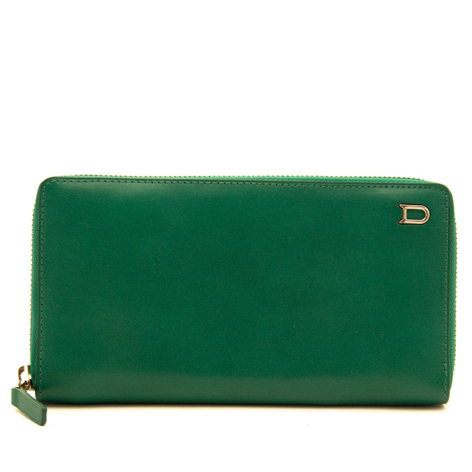 shop safe online seconde main Delvaux Green Zipper Wallet comme neuf pour le meilleur prix