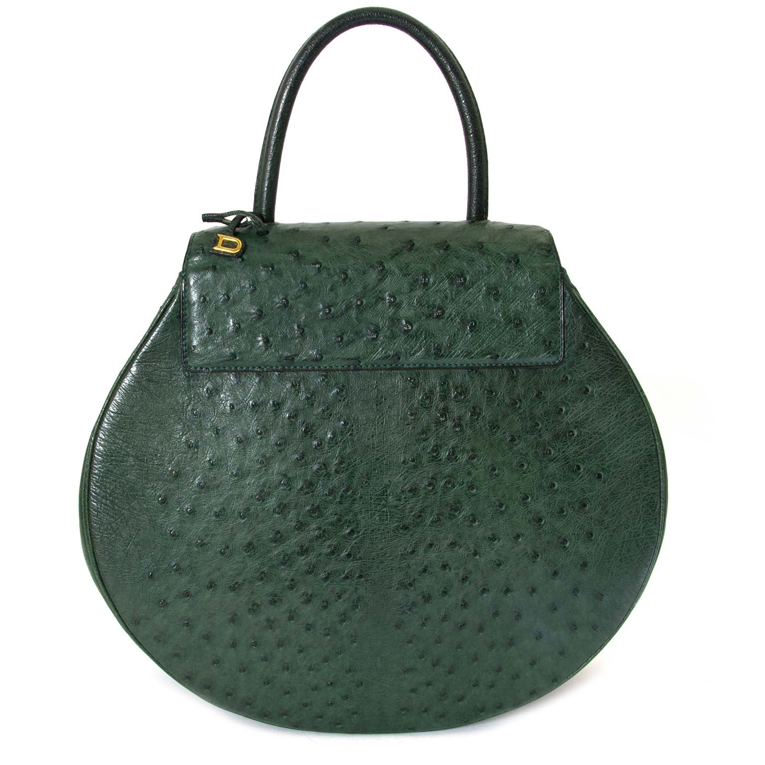 Delvaux Ostrich Green Extase Galop Bag now for sale at labellov vintage fashion webshop belgium