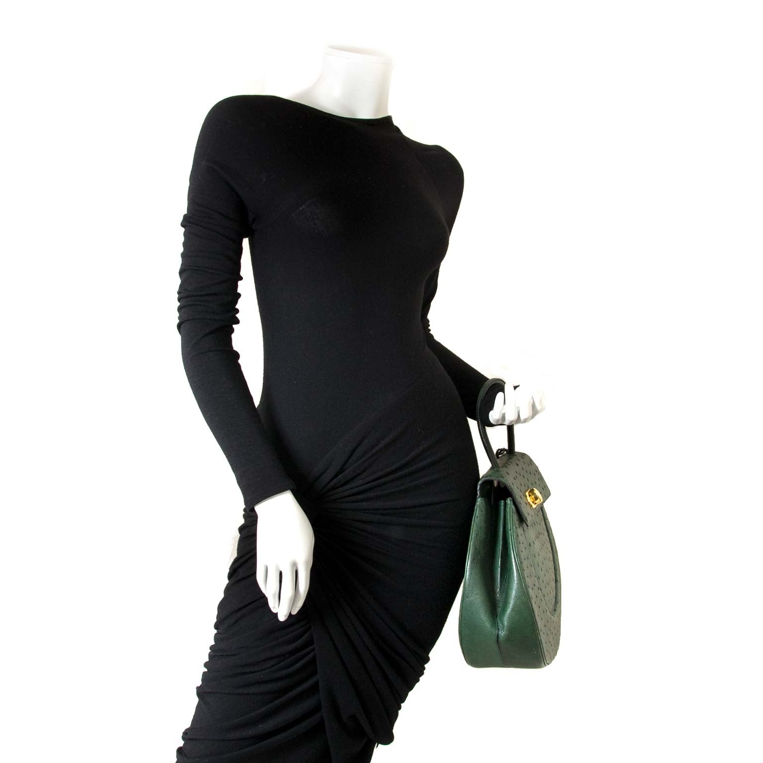 Delvaux Ostrich Green Extase Galop Bag now for sale at labellov vintage fashion webshop belgium