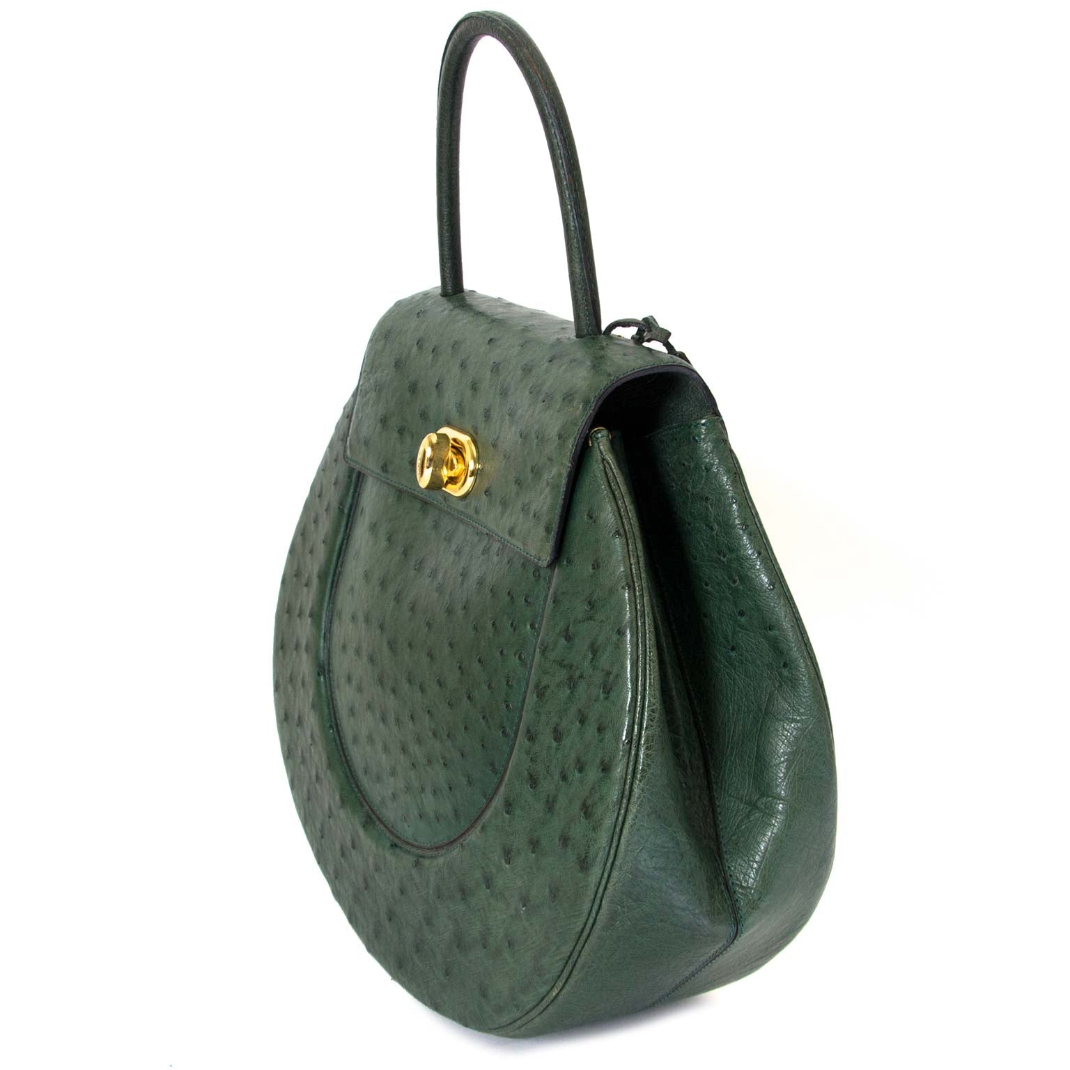 Delvaux Ostrich Green Extase Galop Bag now for sale at labellov vintage fashion webshop belgium