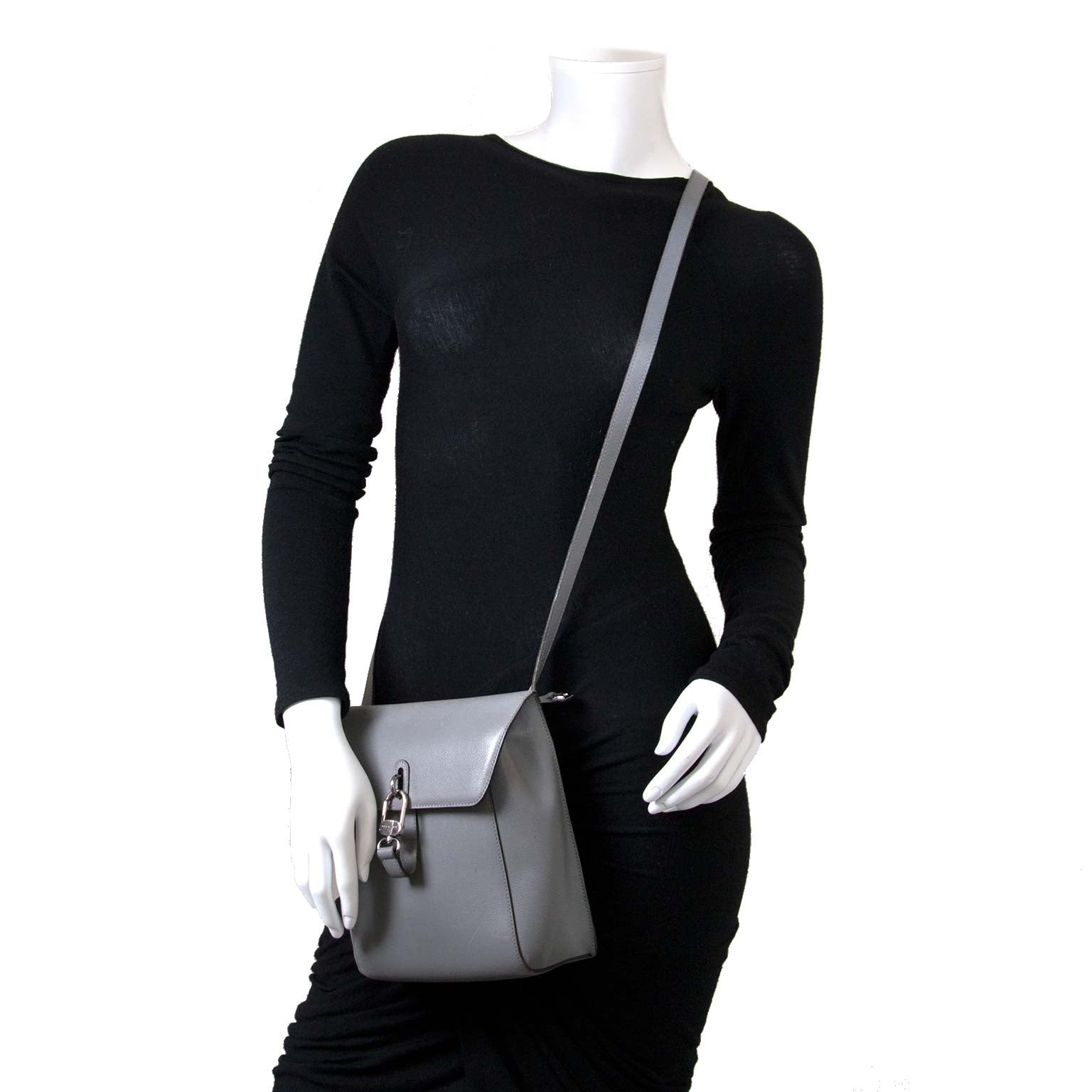 Bent u op zoek naar een authentieke Delvaux Grey Leather Crossbody Bag?