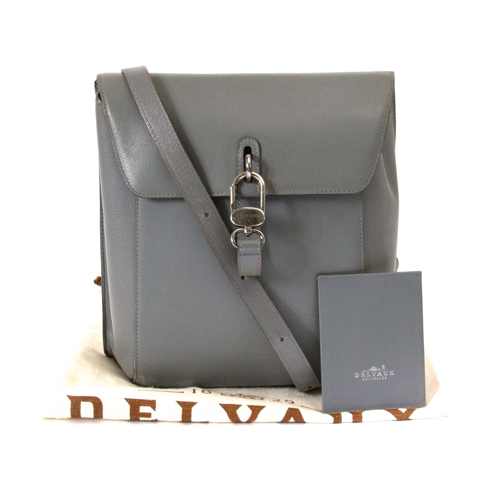 Delvaux Grey Leather Crossbody Bag kopen en verkopen