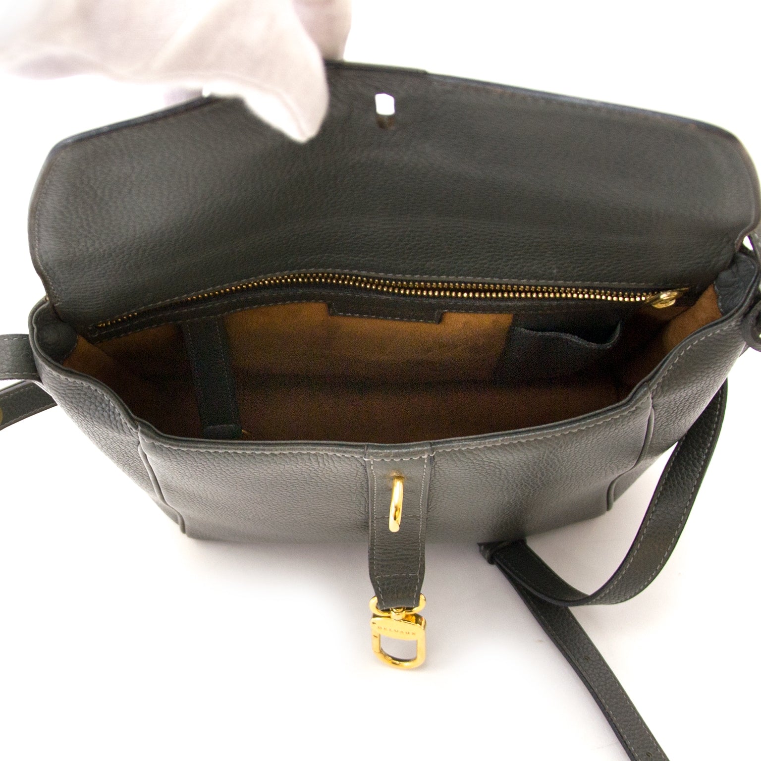 Sac bandoulière Delvaux gris-verdâtre