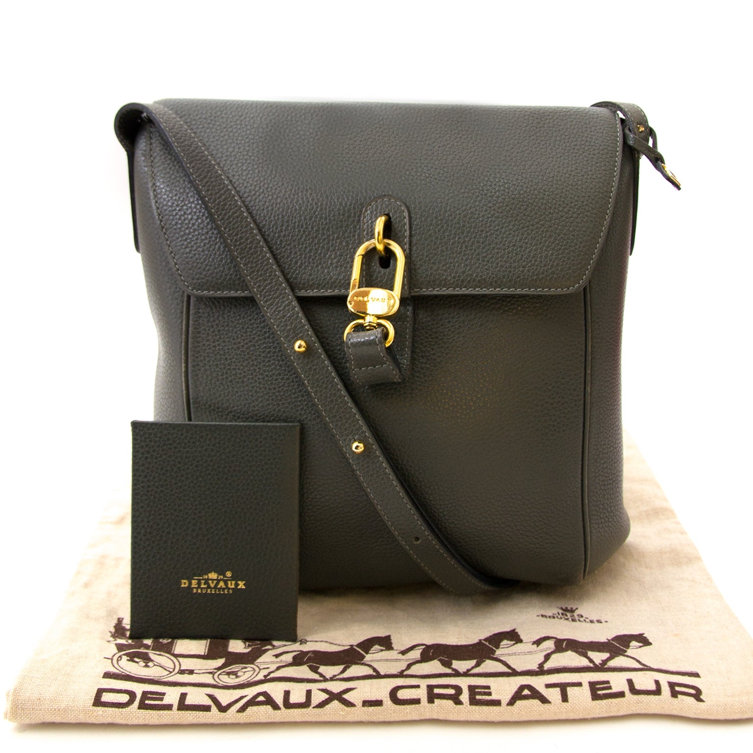 Sac bandoulière Delvaux gris-verdâtre