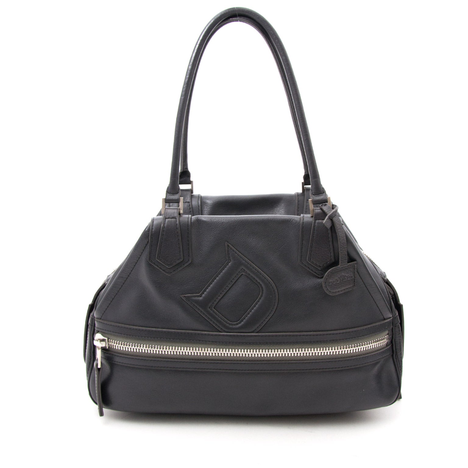 shop your luxury real real 100% autenthic Delvaux Ardoise Perfecto Shoulder Bag