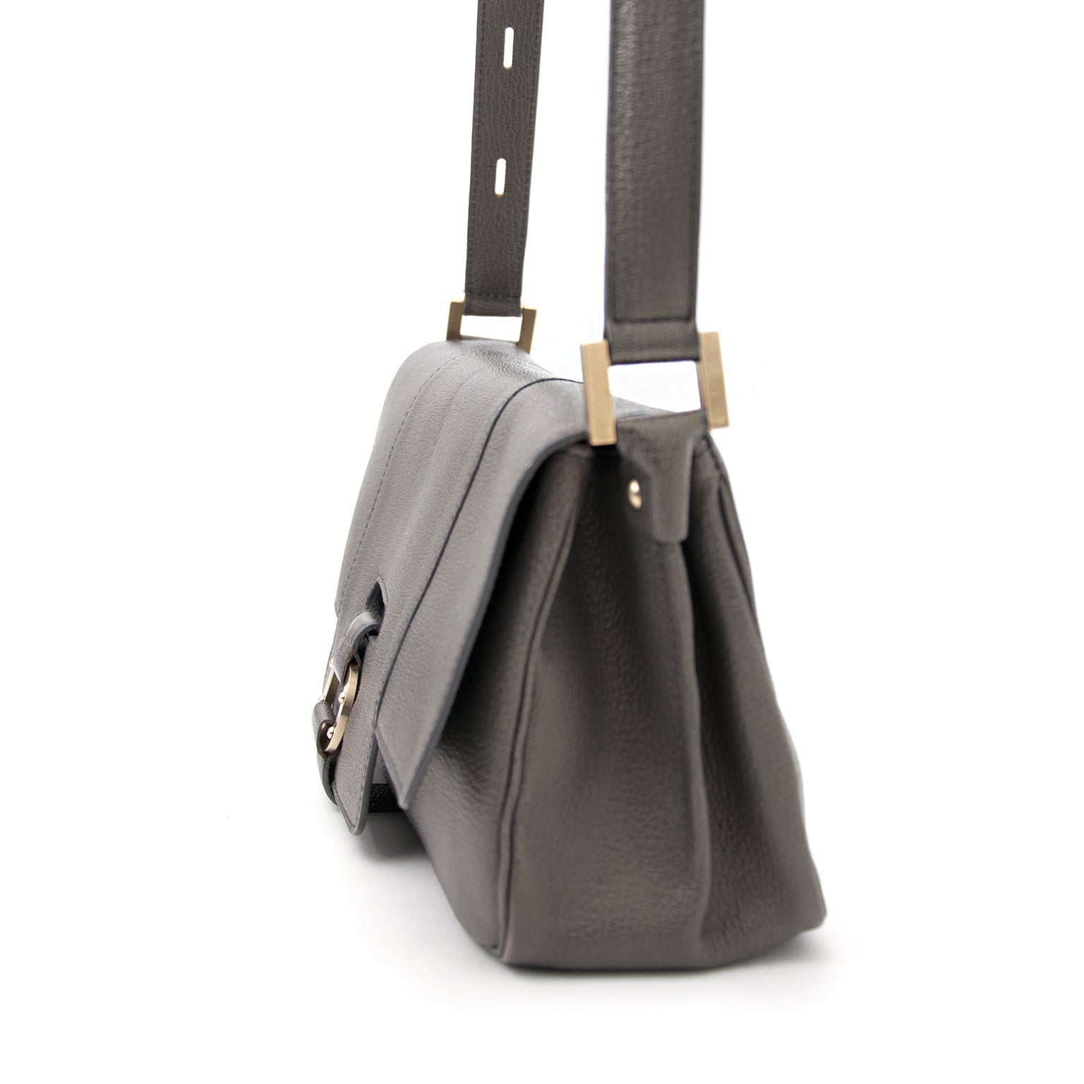 Delvaux Metallic Grey Shoulder Bag (LabelLOV) now for sale in Belgium, Antwerp but with worldwide shipping.