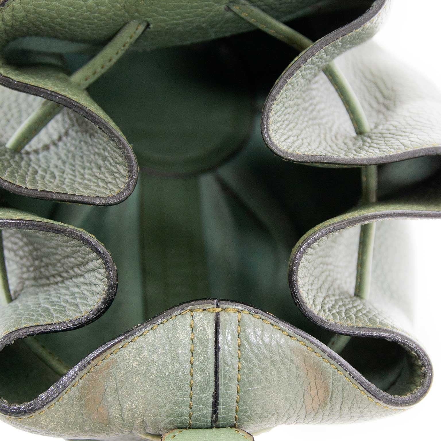 delvaux green mini bucket bag now for sale at labellov vintage fashion webshop belgium