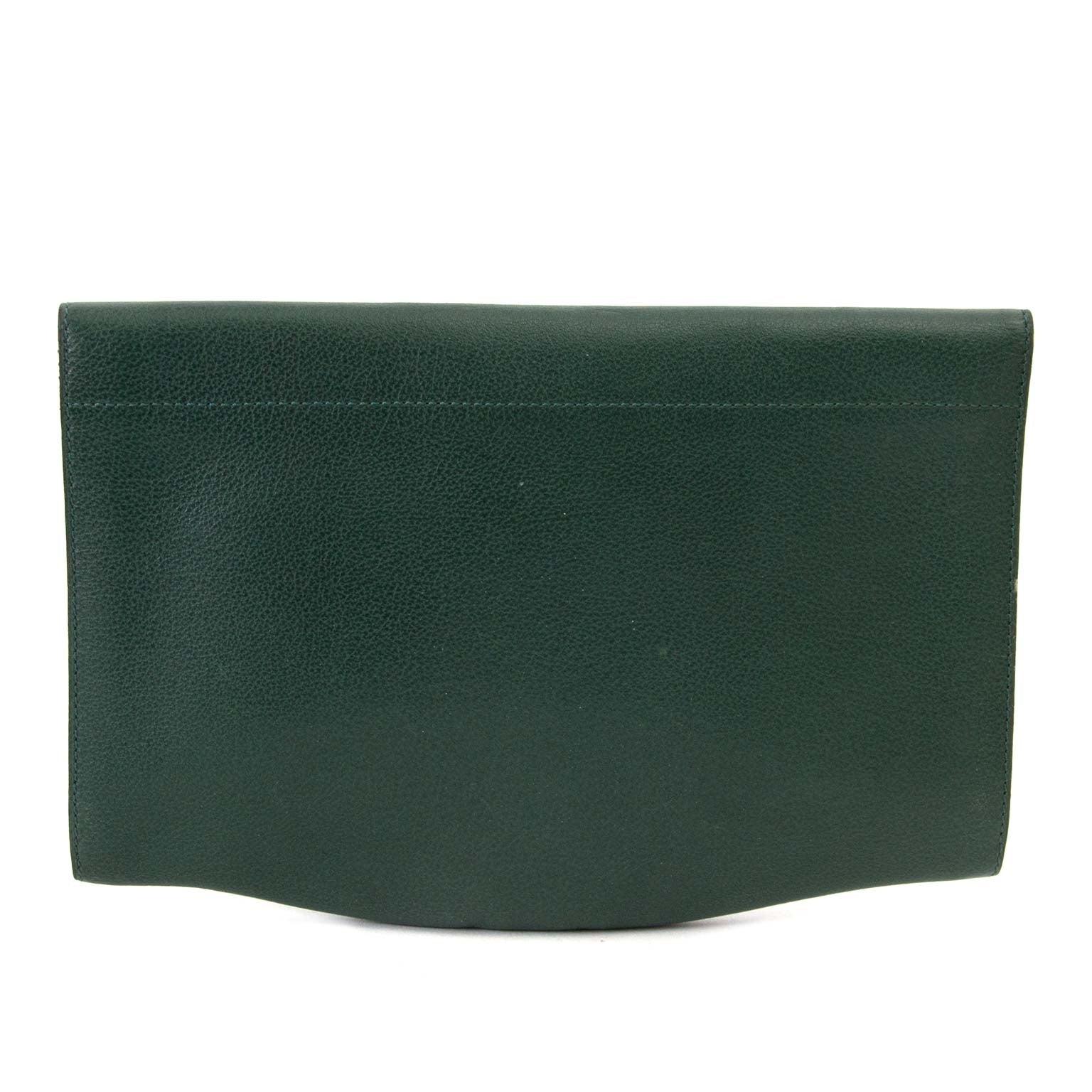 Delvaux Green Double D Clutch now for sale at labellov vintage fashion webshop belgium