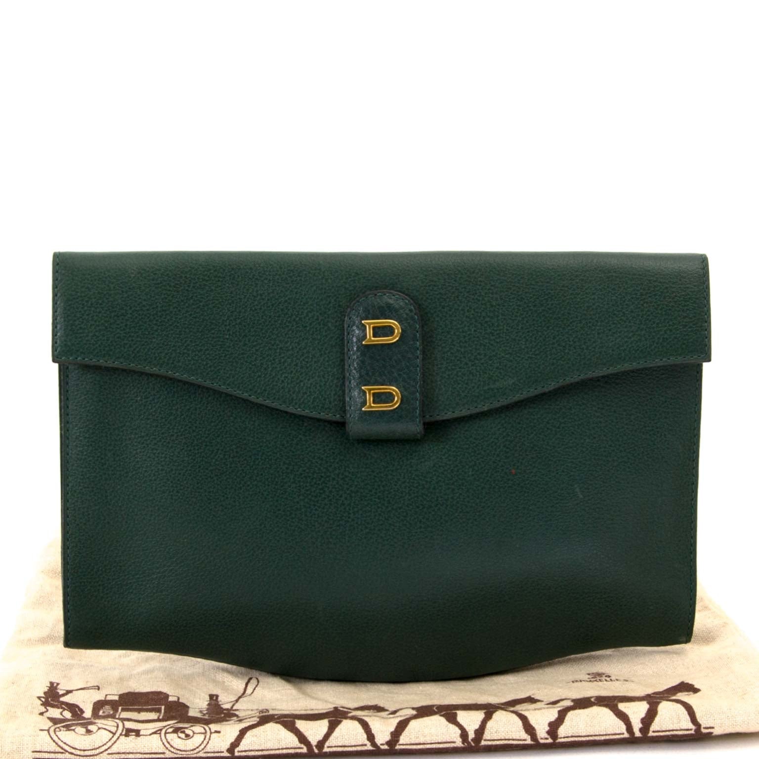 Delvaux Green Double D Clutch now for sale at labellov vintage fashion webshop belgium