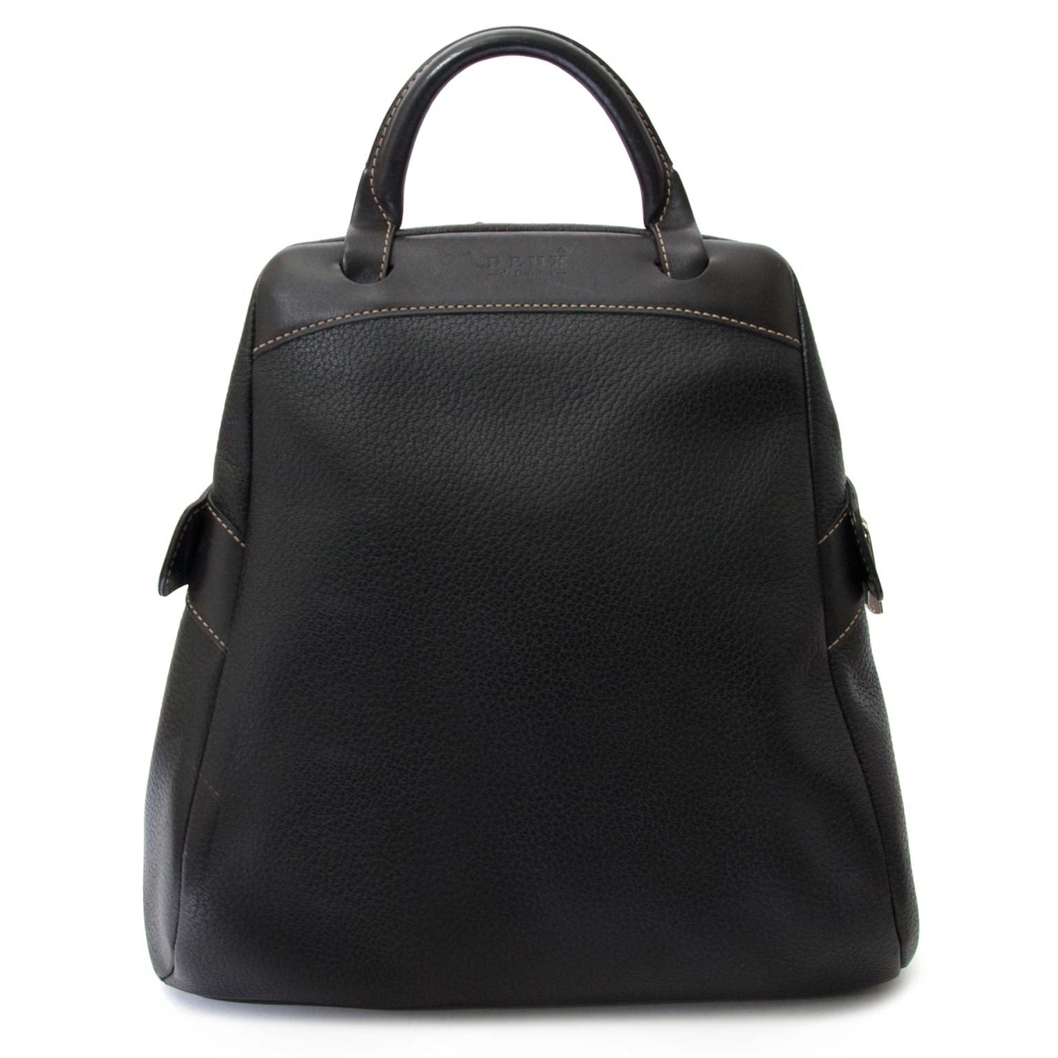 koop Deux De Delvaux Black Leather Backpack en betaal veilig online bij labellov
