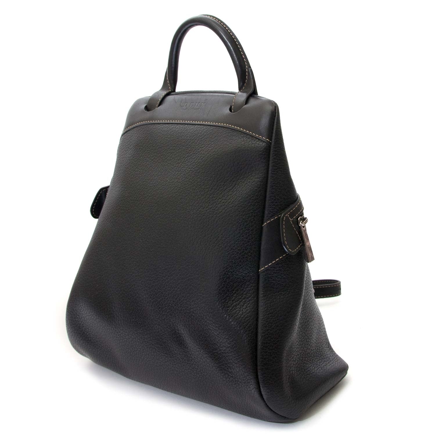 achetez Deux De Delvaux Black Leather Backpack chez labellov et payez secure chez labellov.com