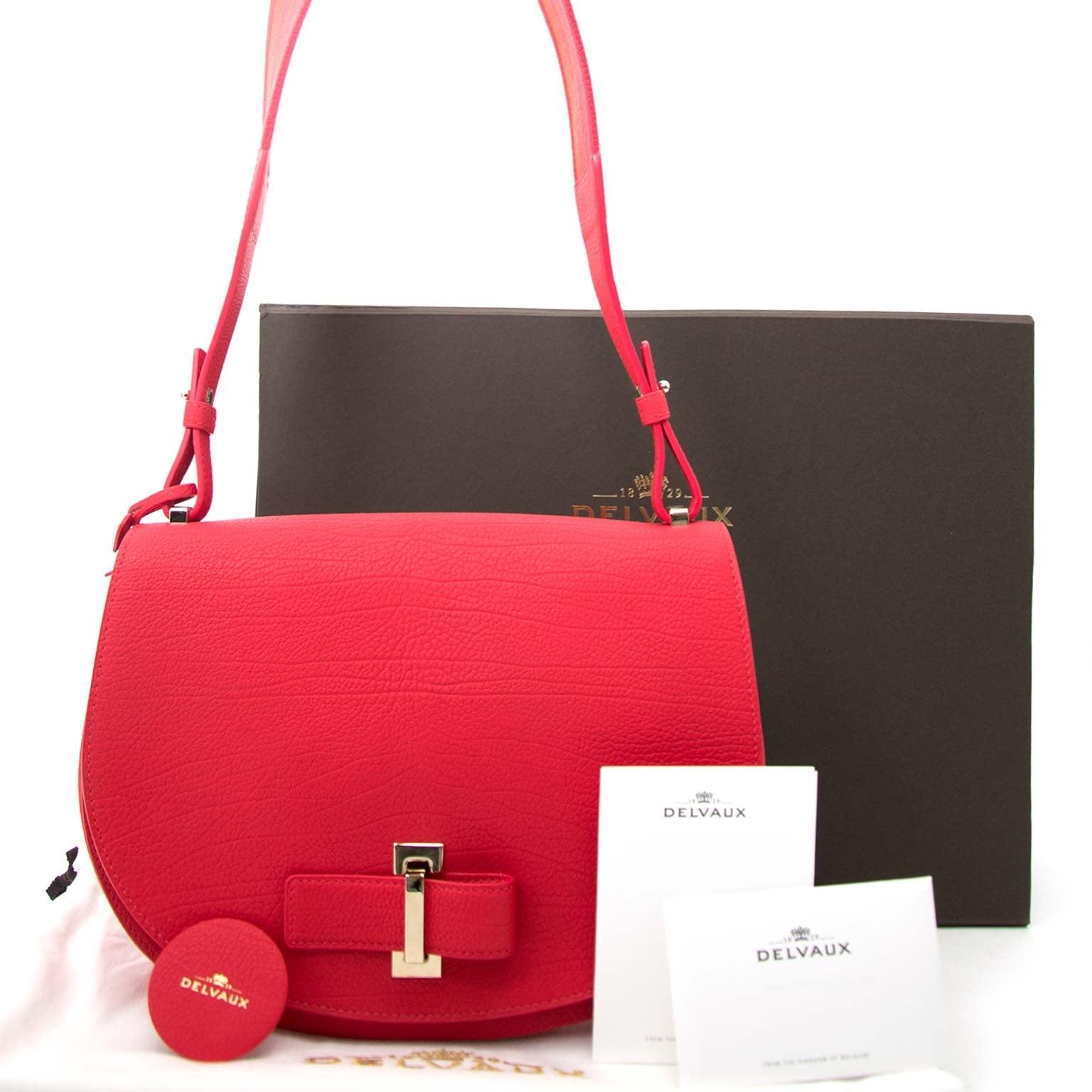 shop safe online secondhand Delvaux Mutin MM Crispy Calf Corail