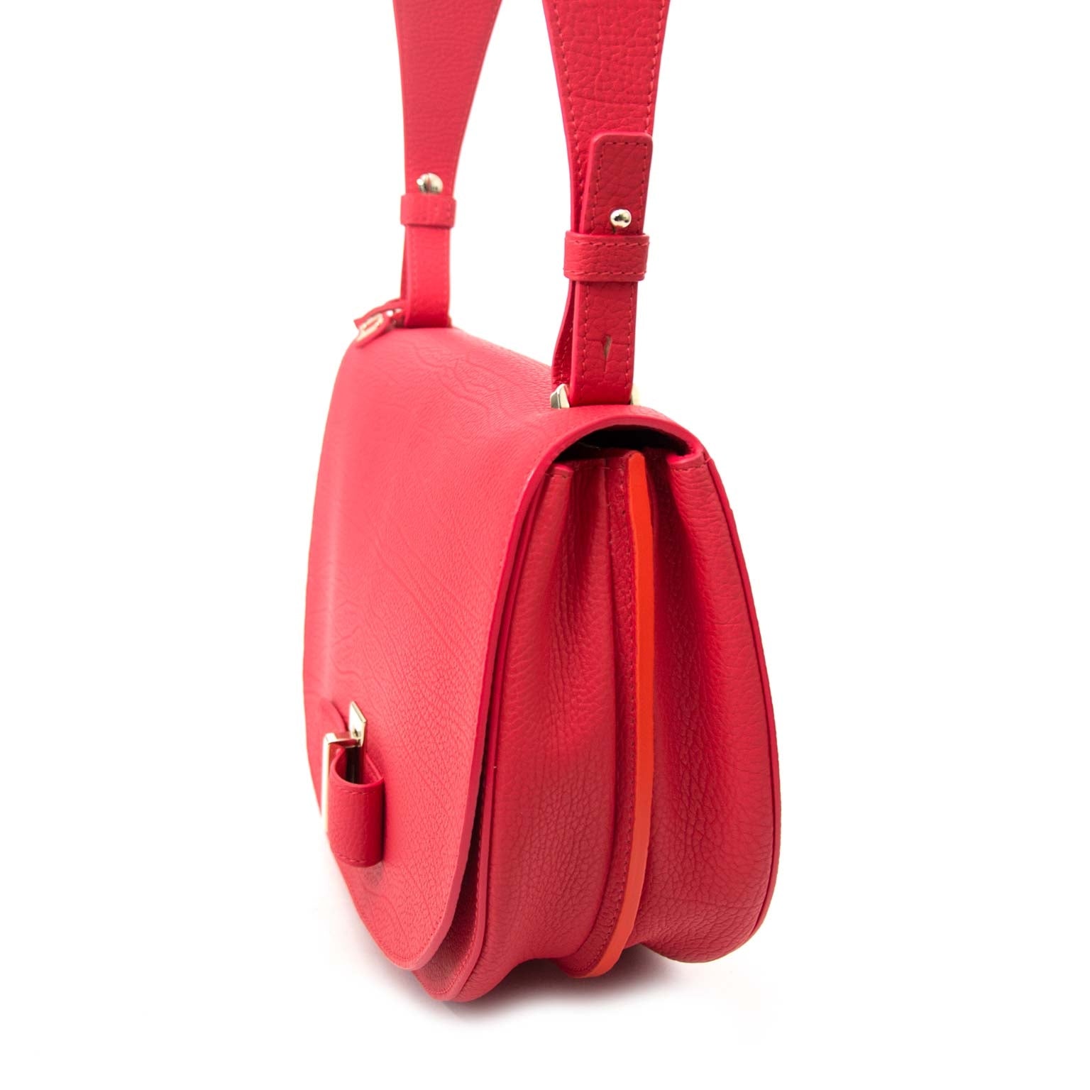 Delvaux Mutin MM Crispy Calf Corail as new secondhand luxury antwerp belgium , worldwide shipping