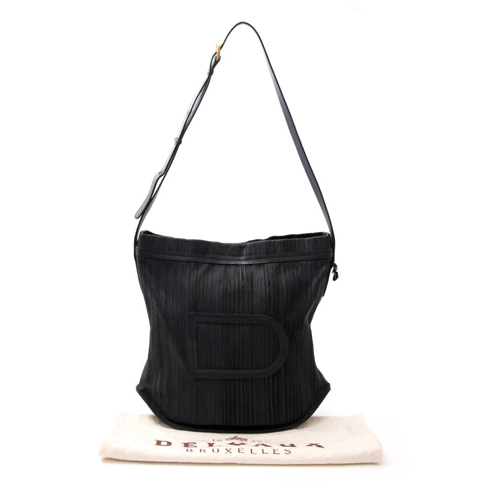 shop safe online secondhand designer Delvaux 'Le Pin' in Black Toile De Cuire