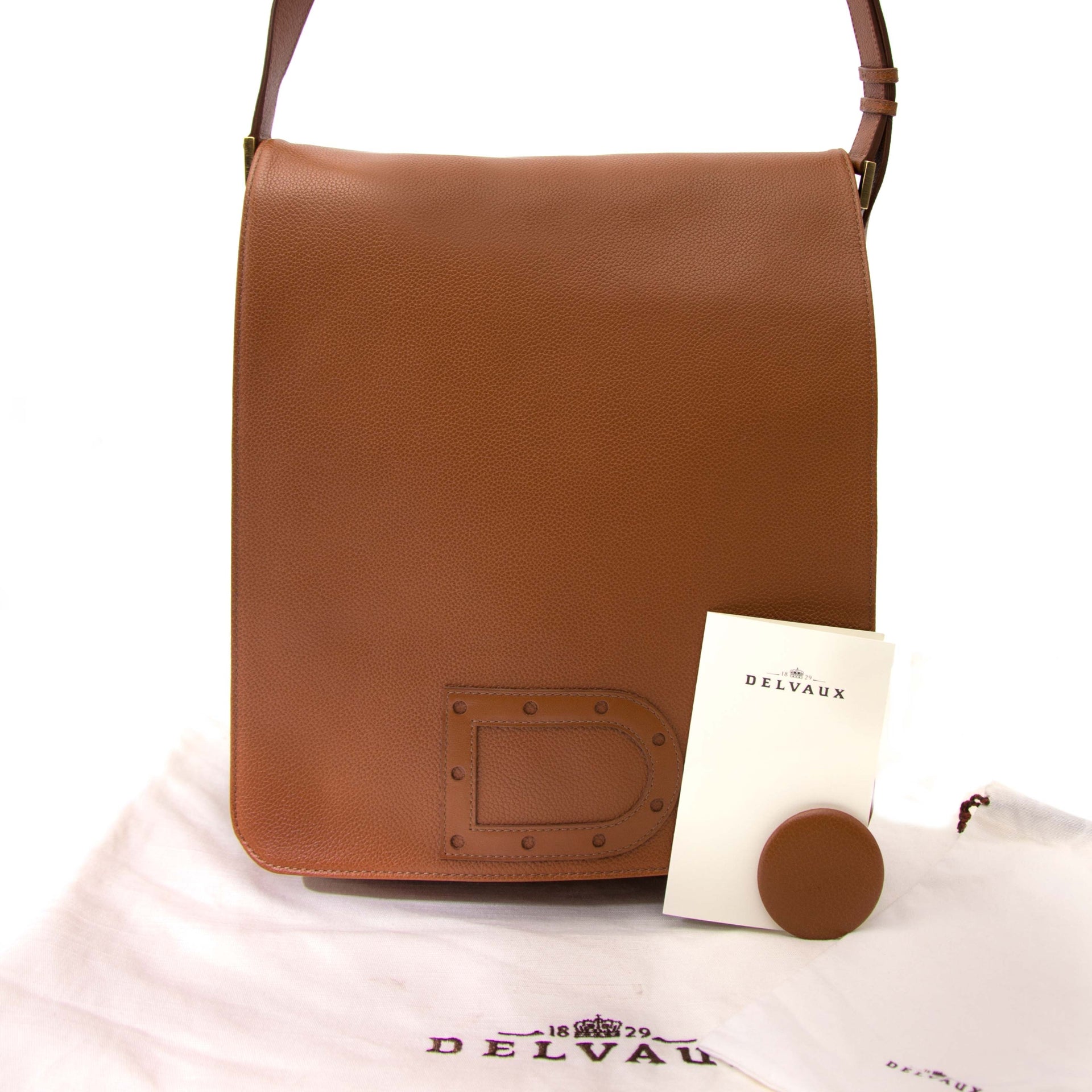 koop veilig online tegen de beste prijs Delvaux Cognac Louise Baudrier Gm Shoulder Bag