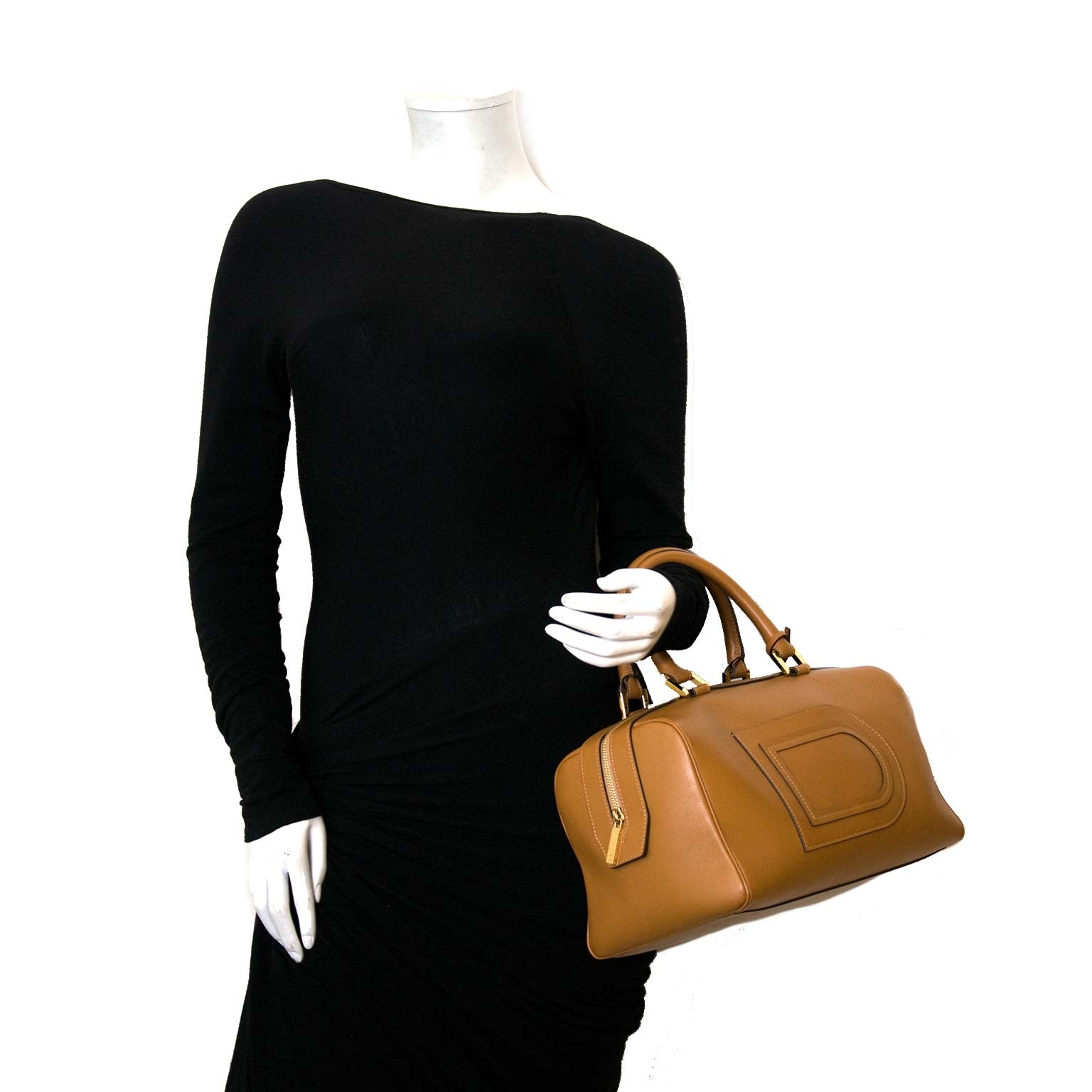 acheter en ligne seconde main Delvaux Cognac Louise Boston Bag