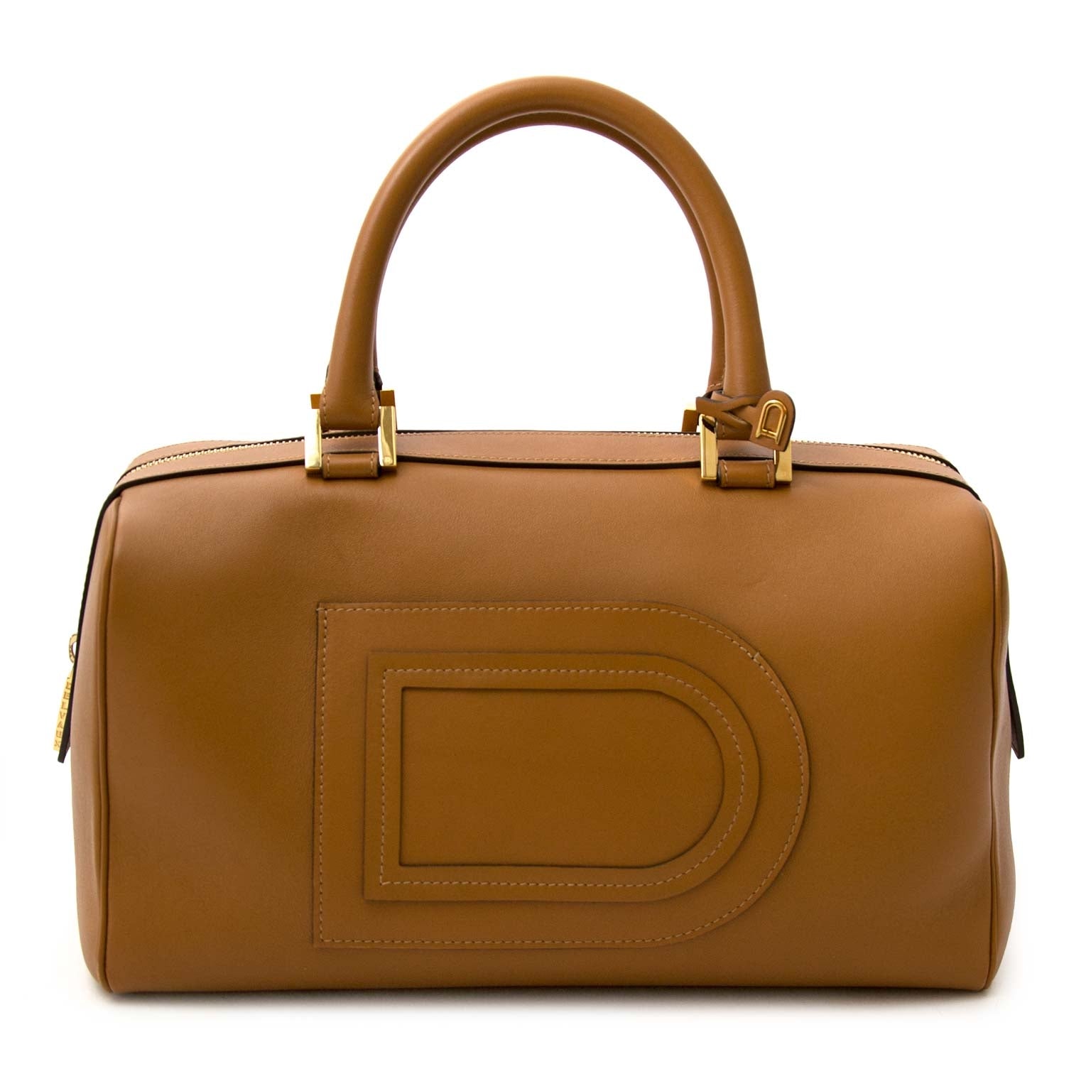 Delvaux Cognac Louise Boston Bag shop safe online secondhand