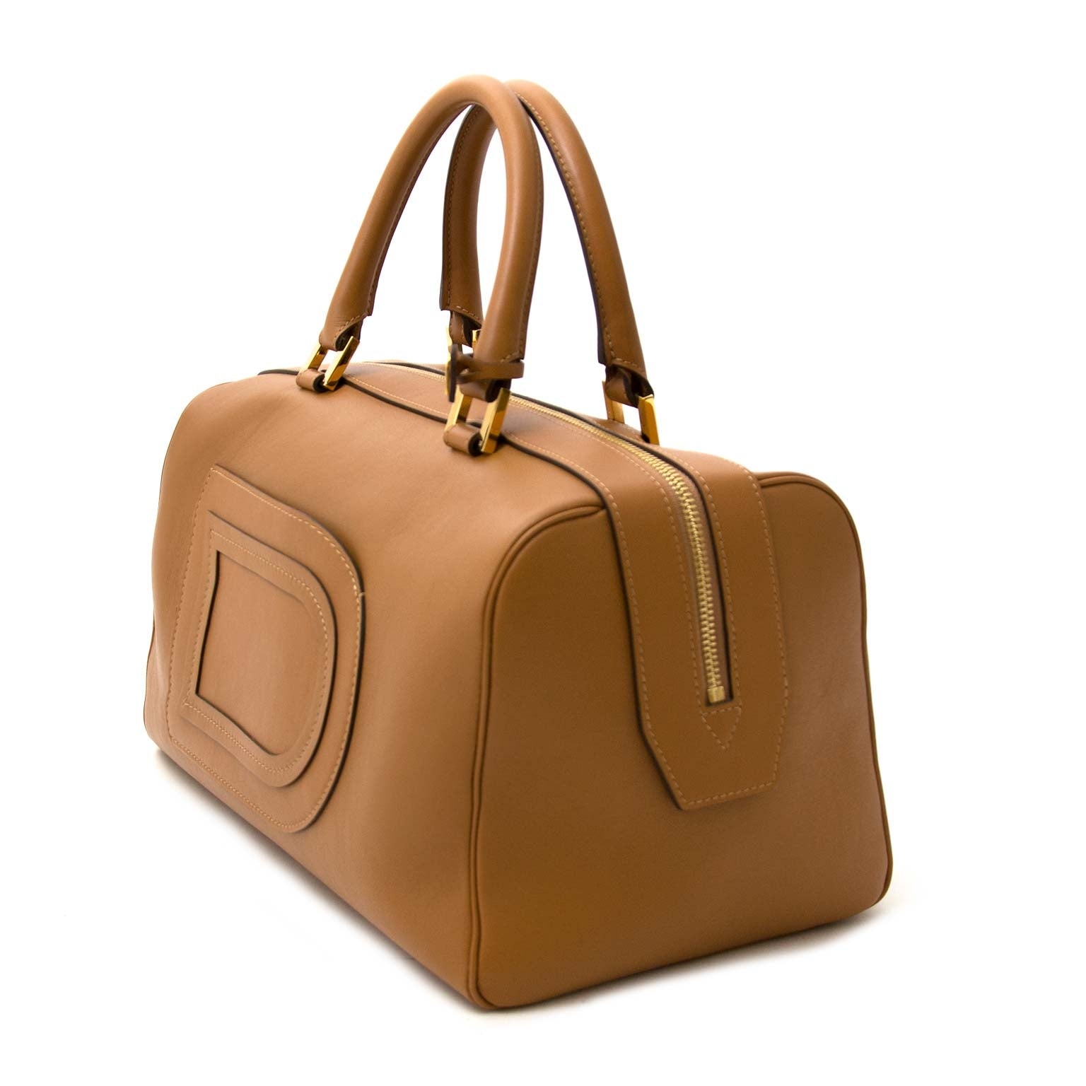 achter en ligne seconde main Delvaux Cognac Louise Boston Bag