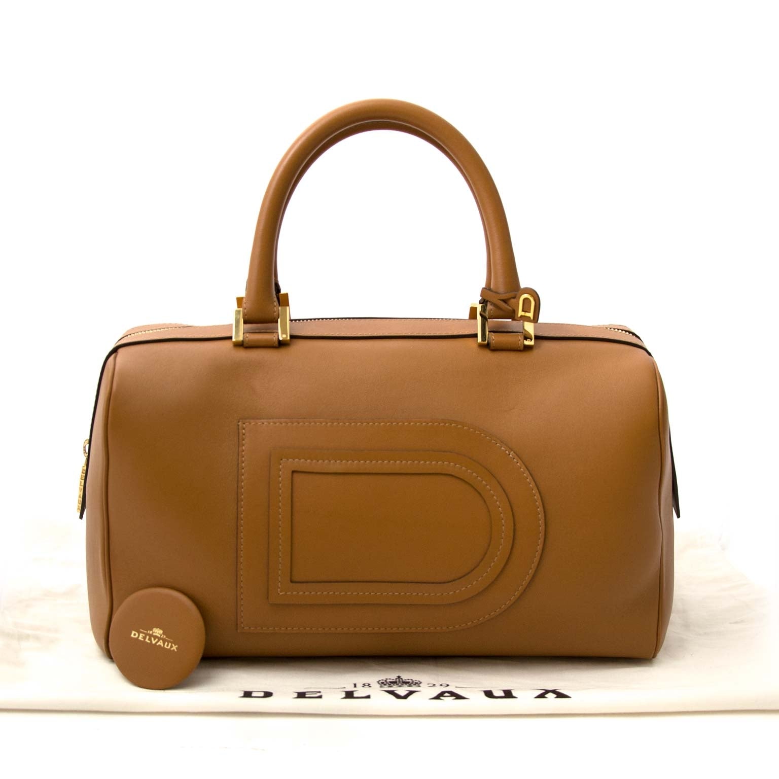koop veilig online tegen de Delvaux Cognac Louise Boston Bag