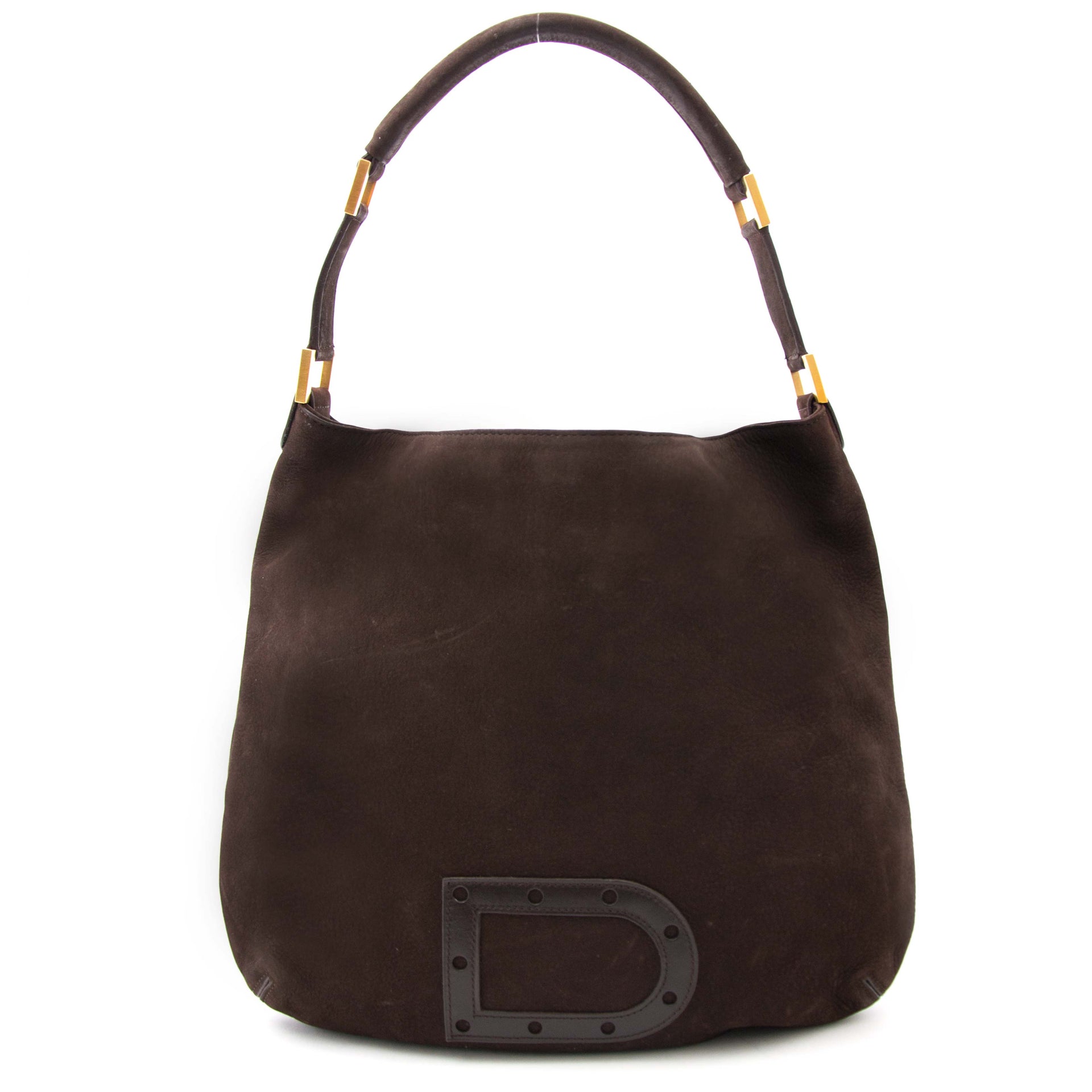 koop online aan de beste prijs jou tweedehands Delvaux Le Louise Café Nubuck Shoulder Bag