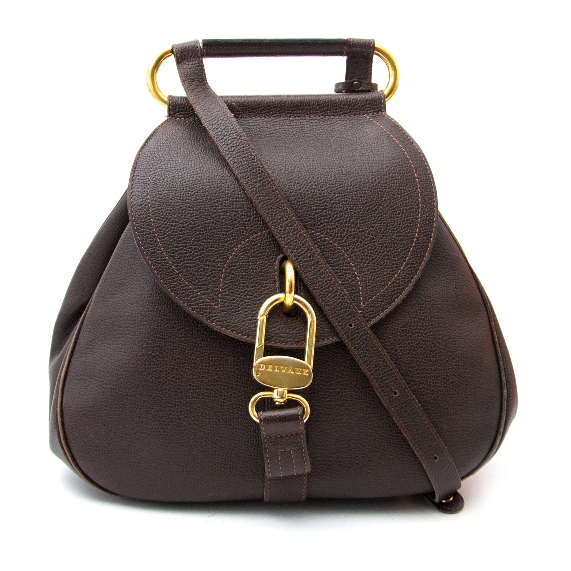 Delvaux Brown Leather Cerceau Bag