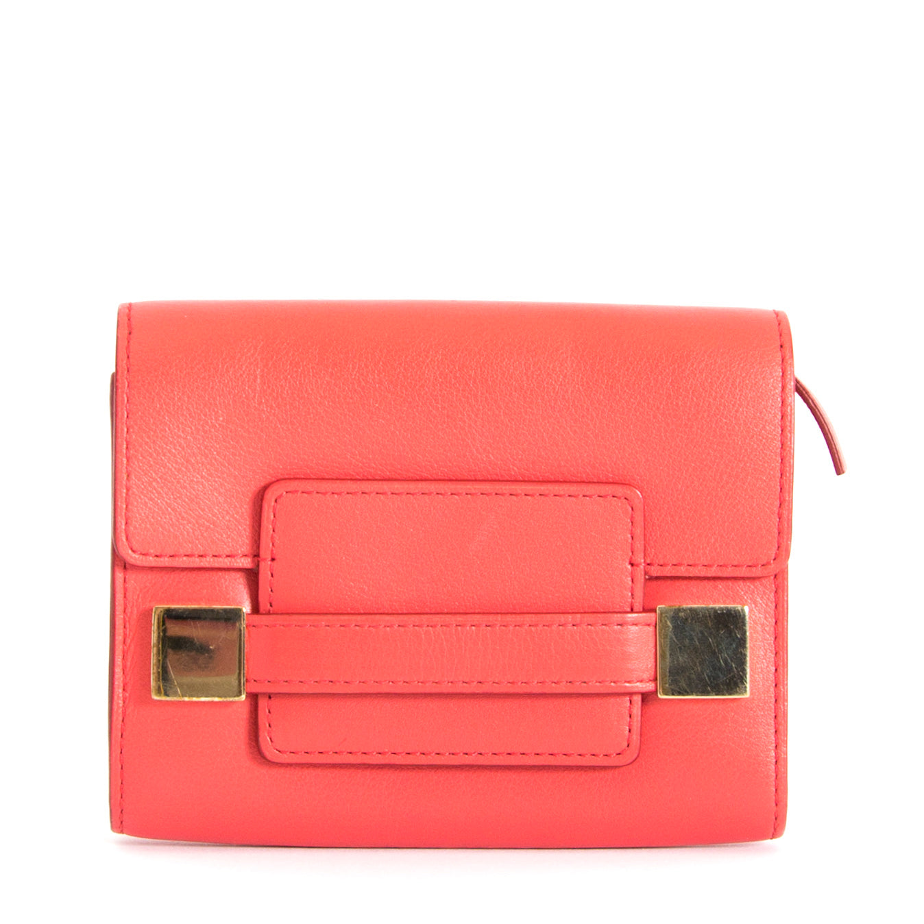 koop veilig online jou tweedehands Delvaux Compact Coral Madame Wallet
