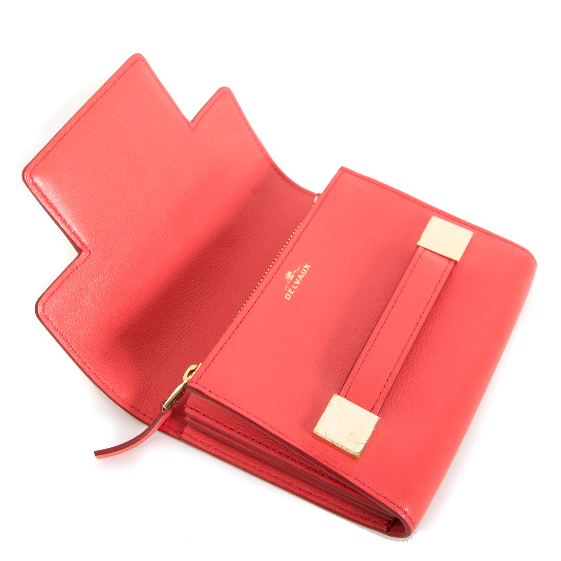 shop safe online your Delvaux Compact Coral Madame Wallet