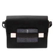 Delvaux Madame Black Galuchat Shoulder Bag FOR SALE at Labellov secondhand timeless luxury in Antwerp Belgium