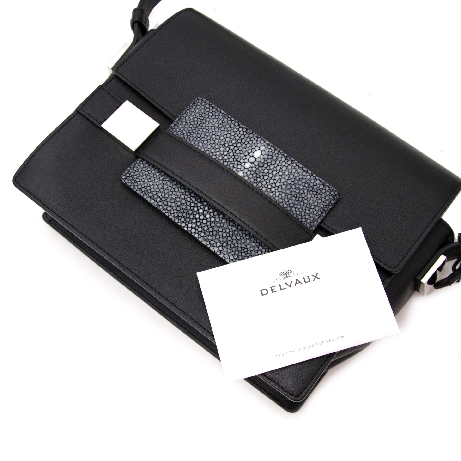 Delvaux Madame Black Galuchat Shoulder Bag te koop