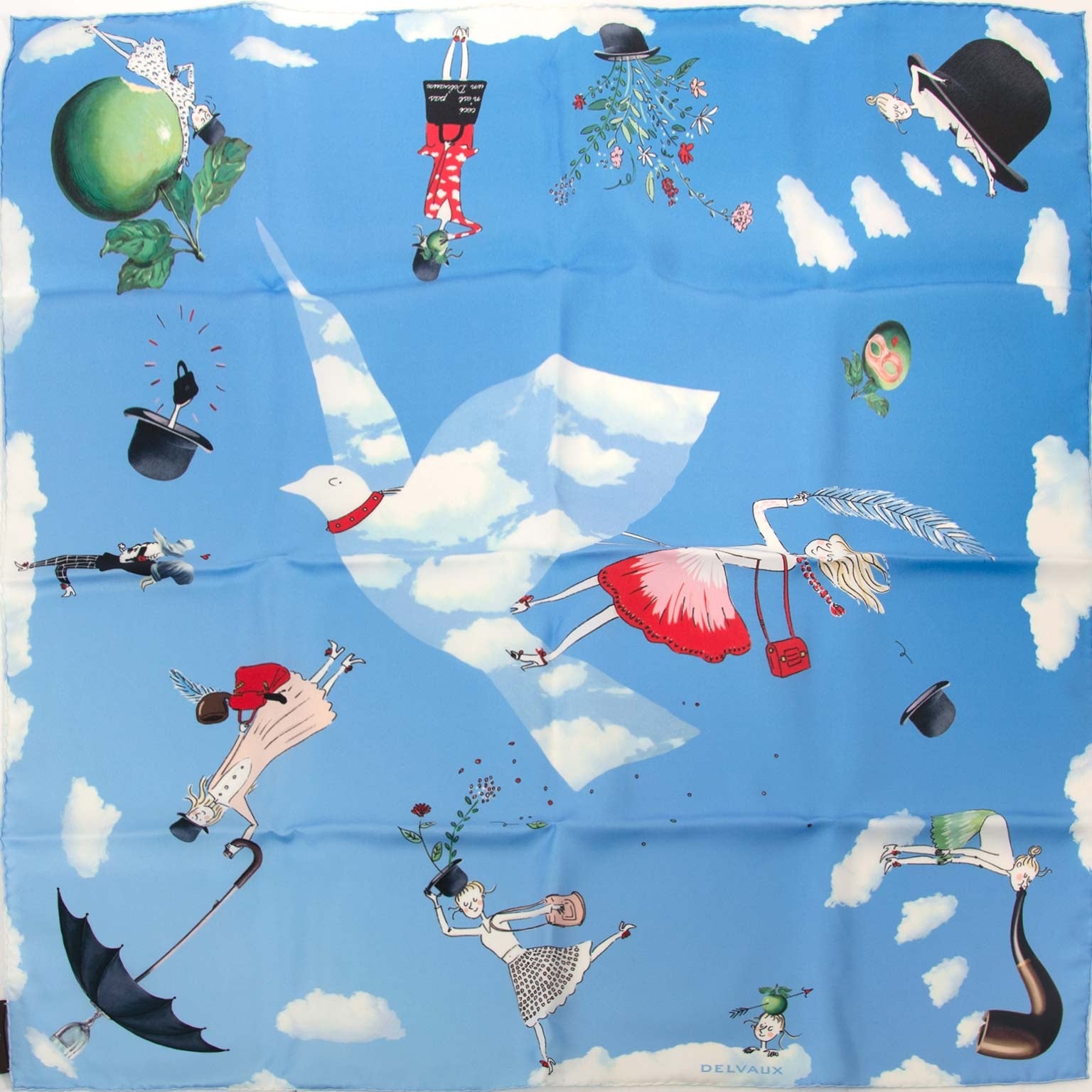 delvaux silk scarf magritte now for sale at labellov vintage fashion webshop belgium