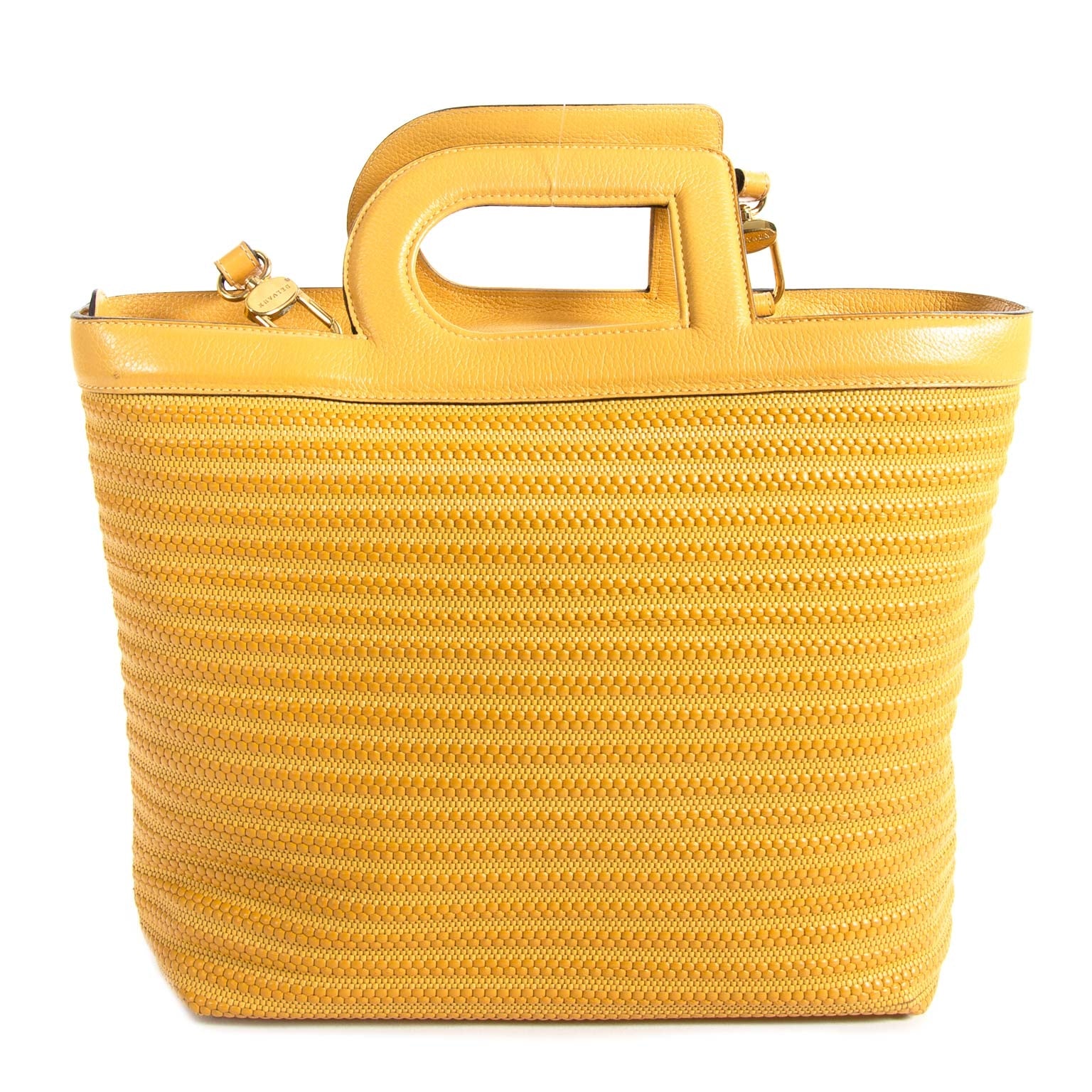 We buy and sell 100% authentic Delvaux Yellow Marmara Tissage Côtelé Cabas Bag for the best price