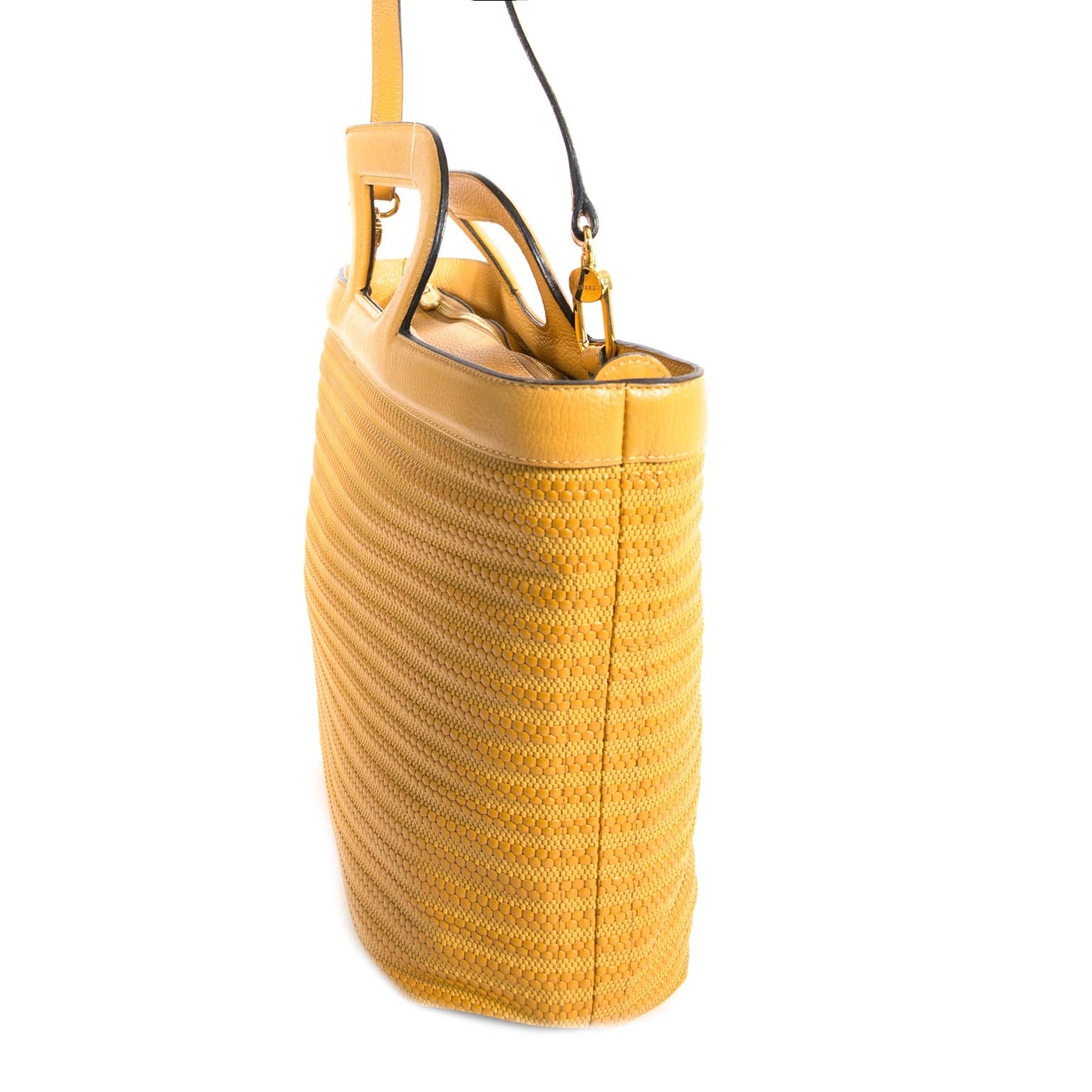 Delvaux Yellow Marmara Tissage Côtelé Cabas Bag te koop
