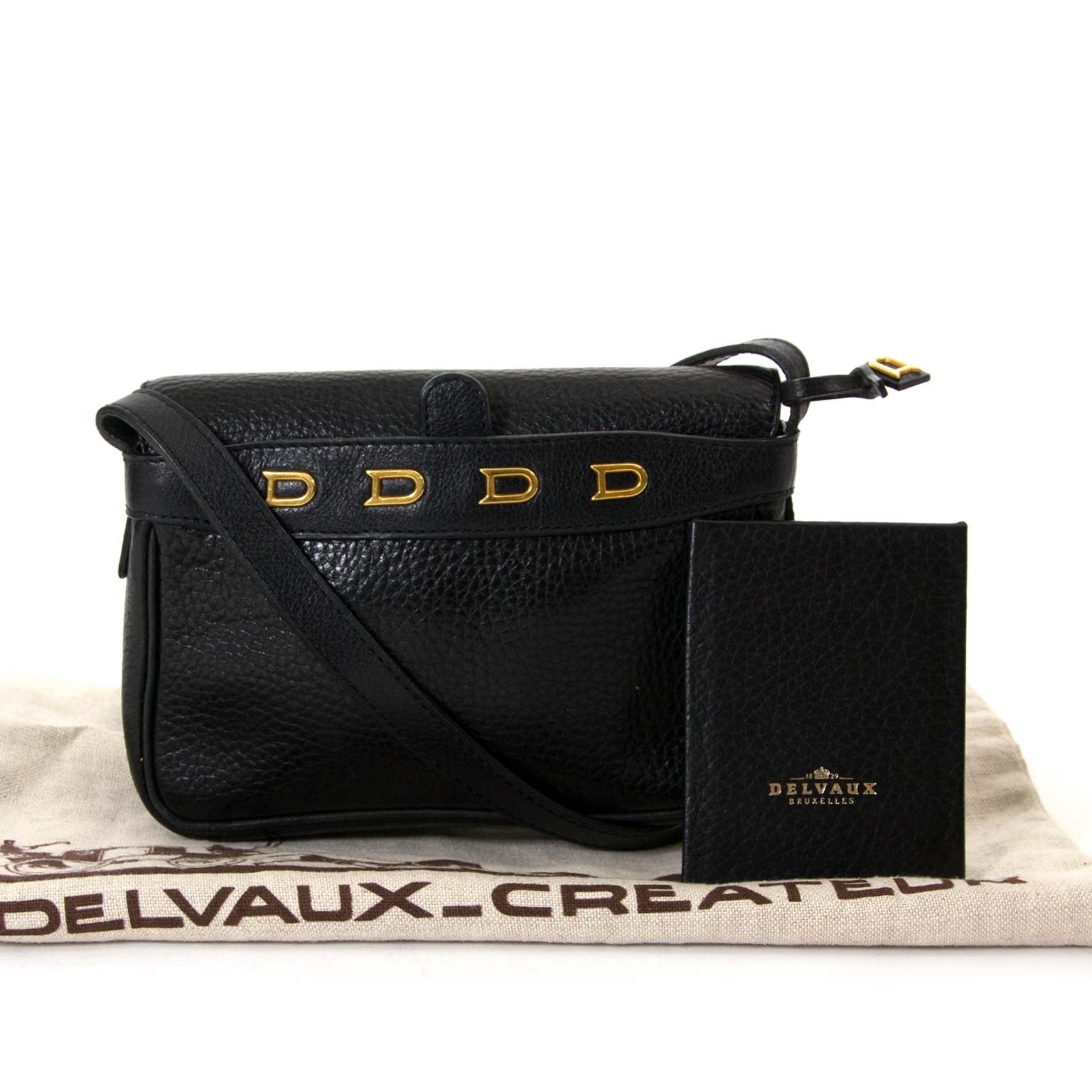 Delvaux Black Leather 'D' Crossbody Bag